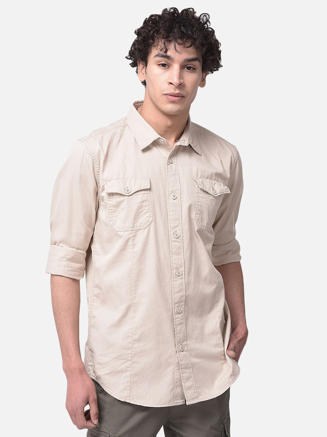 

Woodland Men Beige Casual Shirt