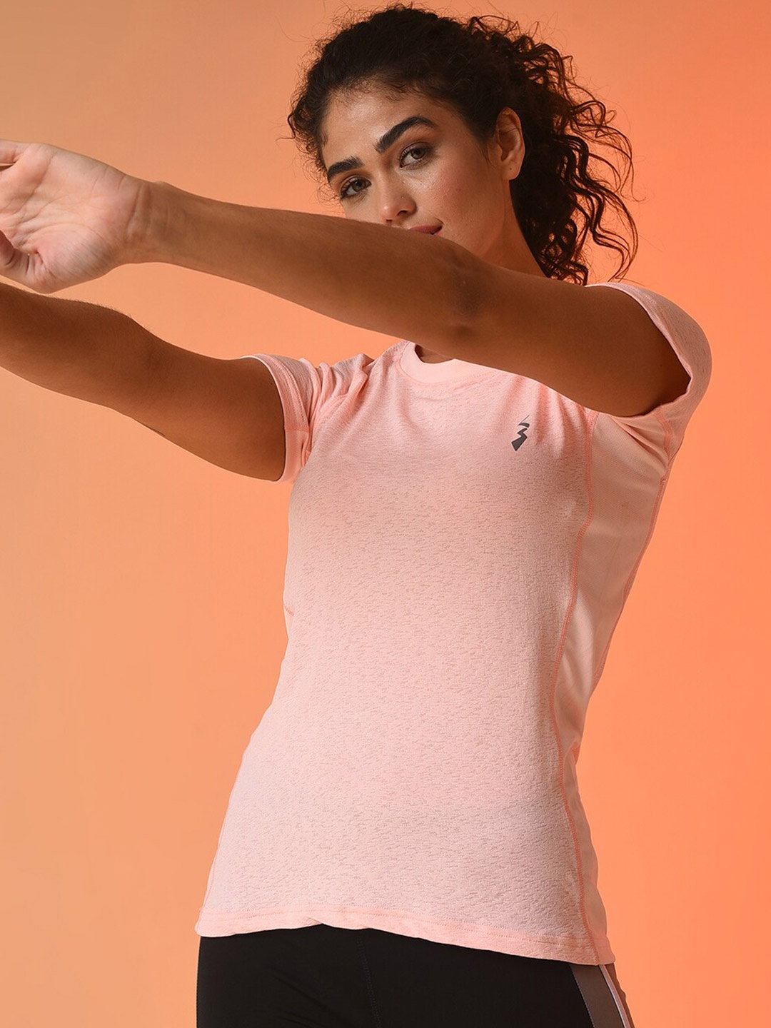 

Campus Sutra Women Peach-Coloured Running T-shirt