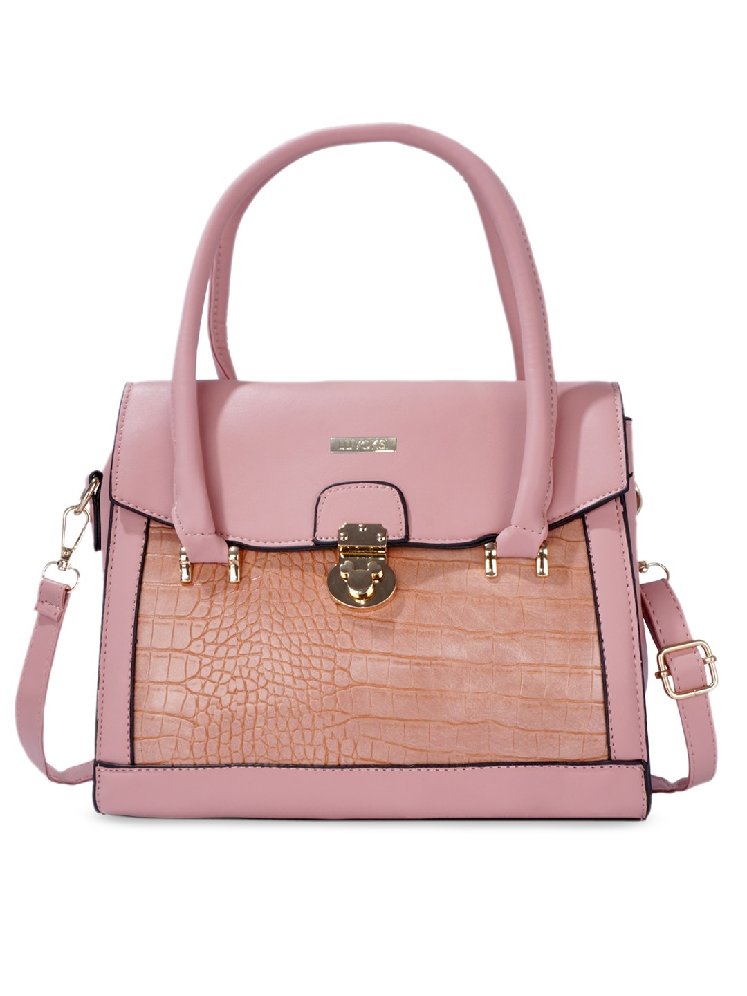 

Luvoksi Pink & Peach-Coloured Textured PU Structured Handheld Bag