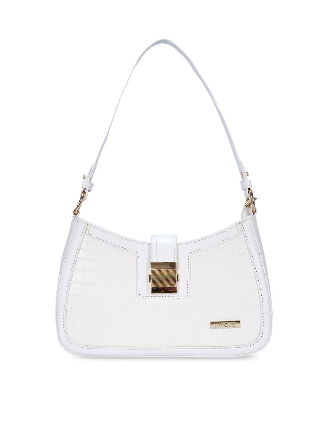 

Luvoksi White Textured PU Structured Hobo Bag