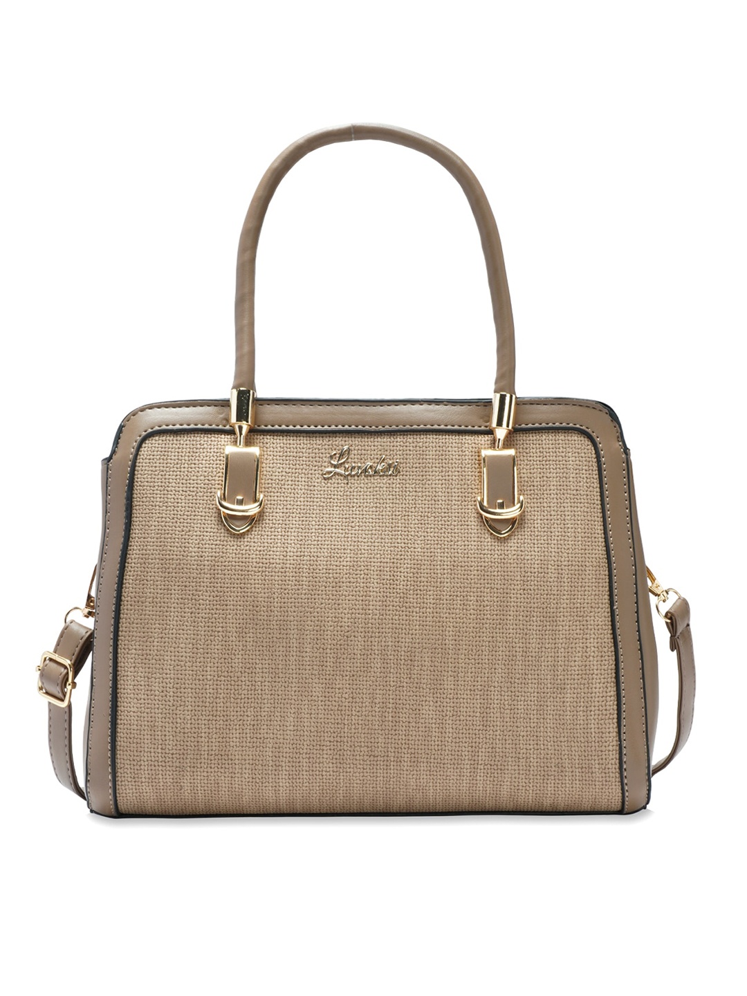 

Luvoksi Brown PU Structured Handheld Bag with Quilted