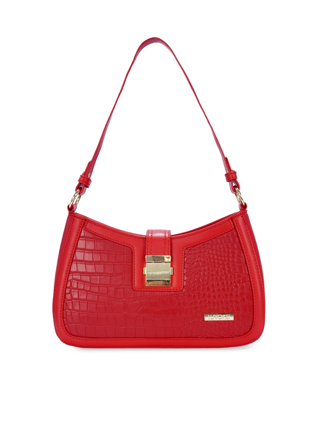 

Luvoksi Red Animal Textured PU Structured Hobo Bag with Quilted