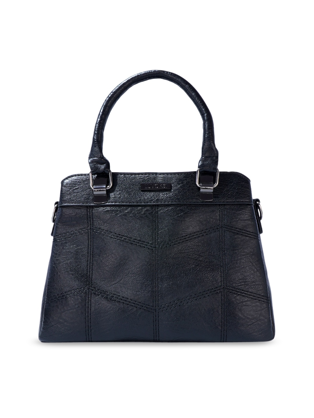 

Luvoksi Women Black Textured Structured Handheld Bag