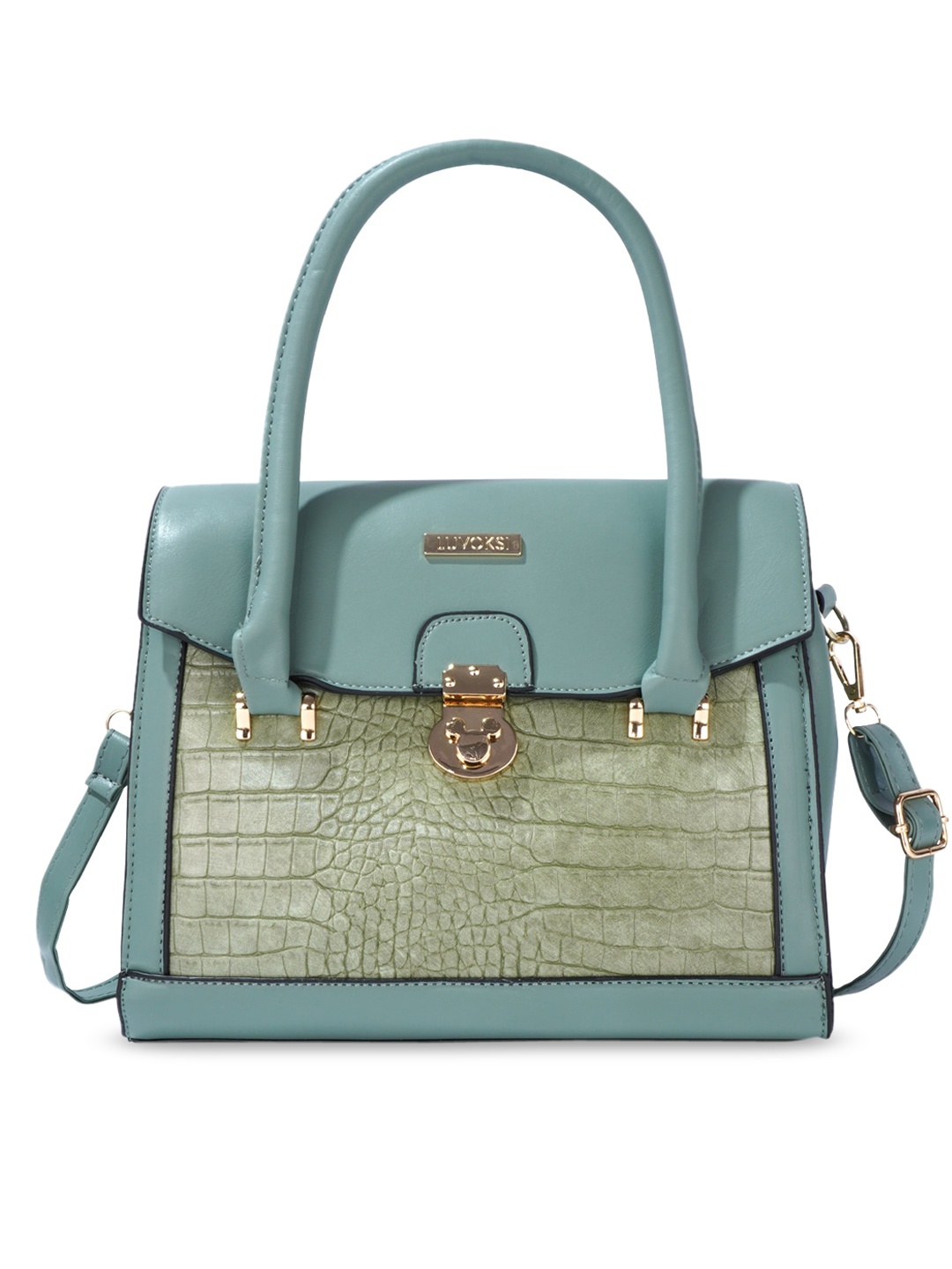 

Luvoksi Turquoise Blue Textured PU Structured Handheld Bag