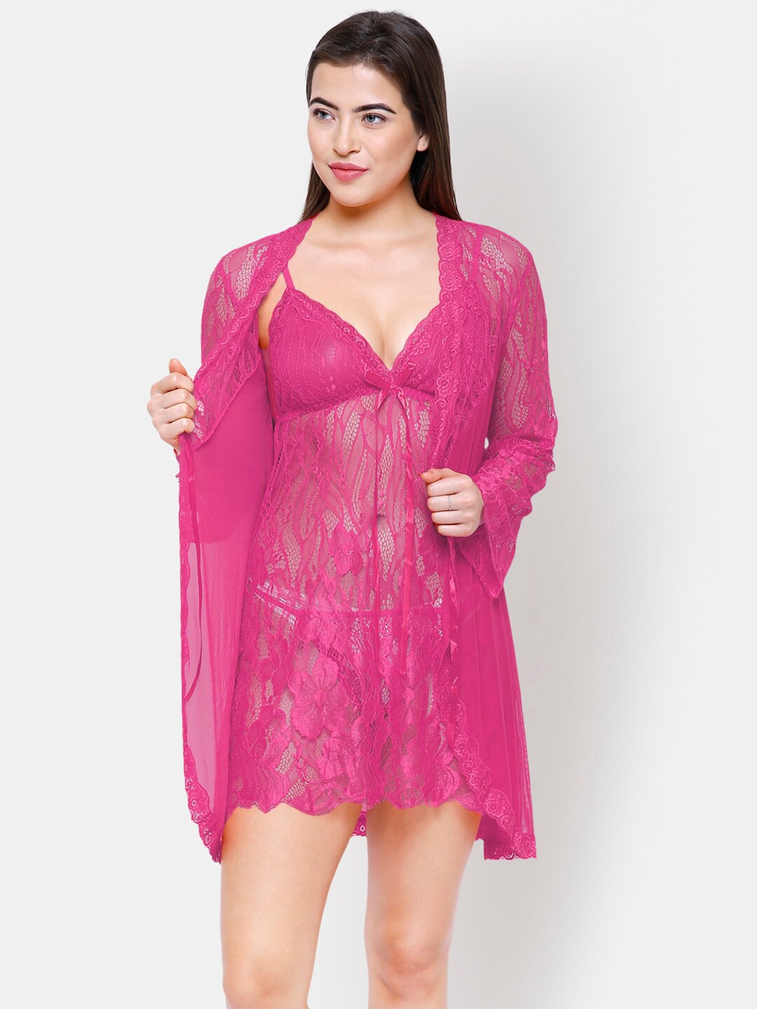 

FashionRack Pink Baby Doll With Robe