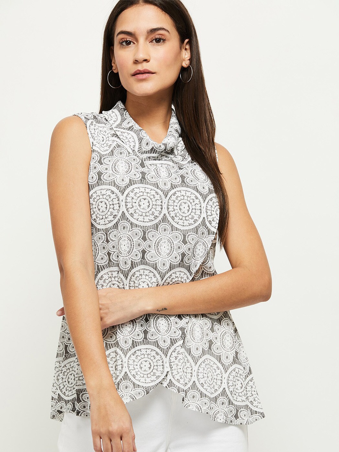 

max Grey Printed Top
