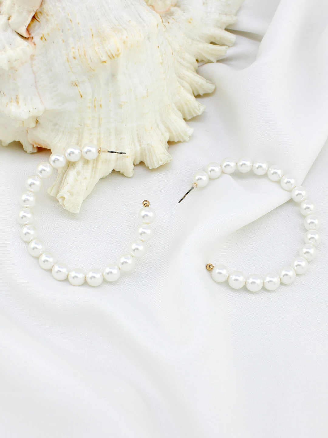 

Runway Ritual Gold-Plated & White Circular Half Hoop Earrings