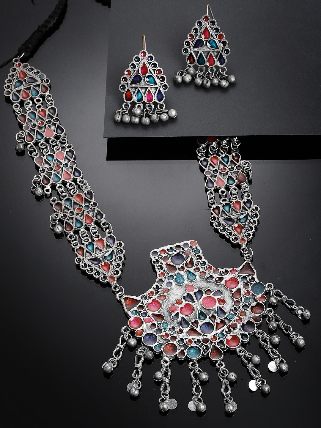 

PANASH Oxidised & Silver-Plated Jewellery Set