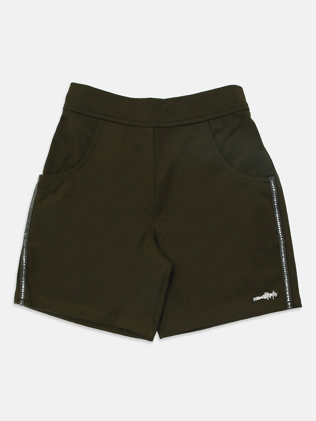 

Ziama Girls Olive Green Mid-Rise Regular Shorts