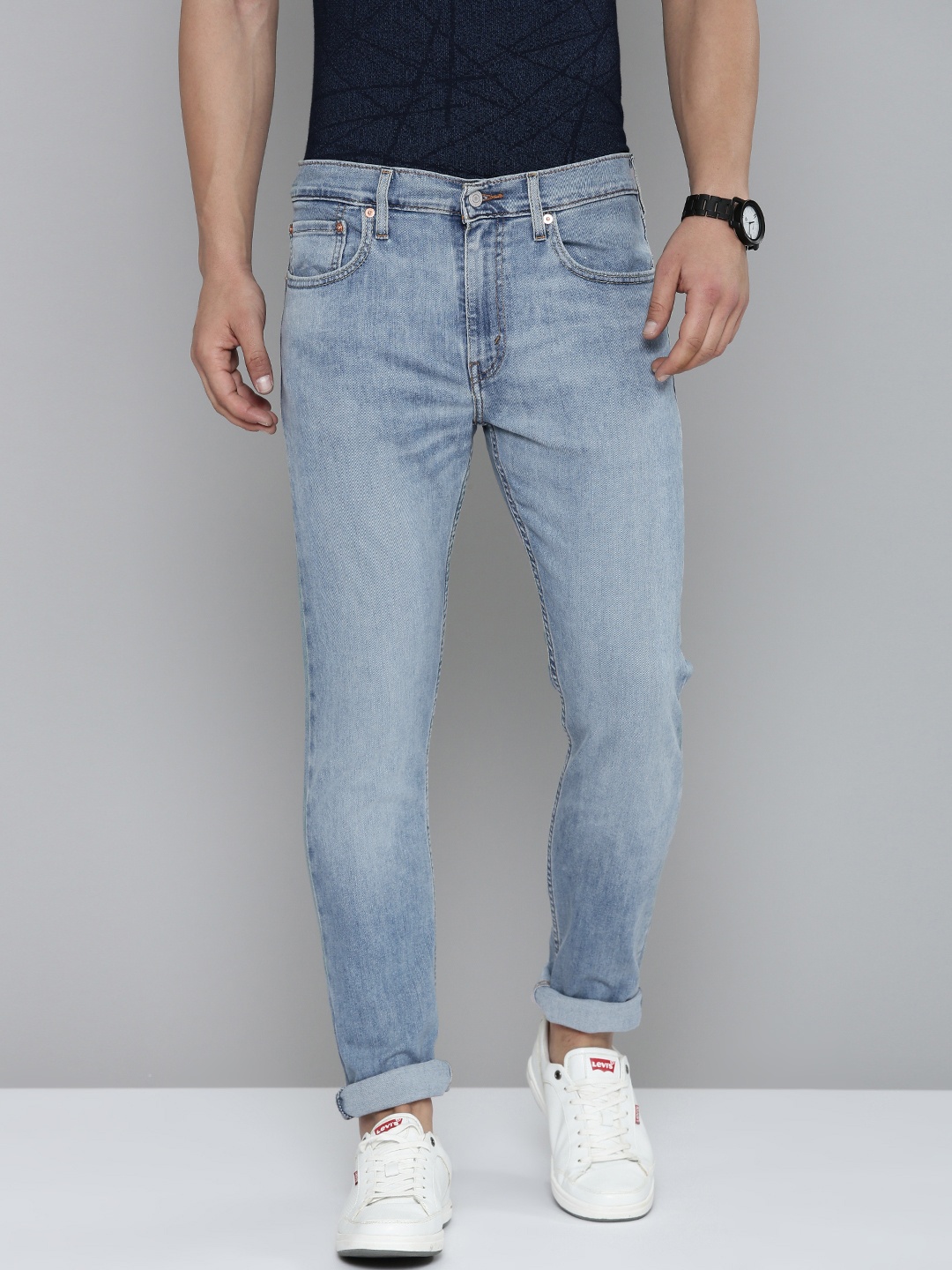 

Levis Men Slim Fit Heavy Fade Stretchable Jeans, Blue