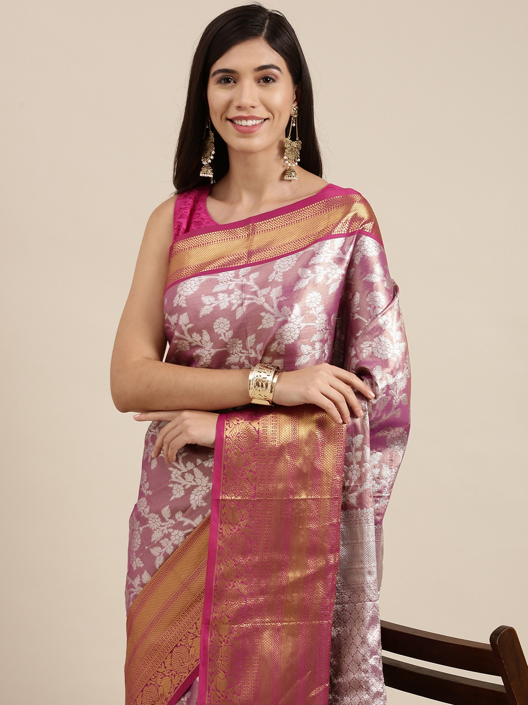 

Mitera Purple Woven Design Zari Tissue Banarasi Saree