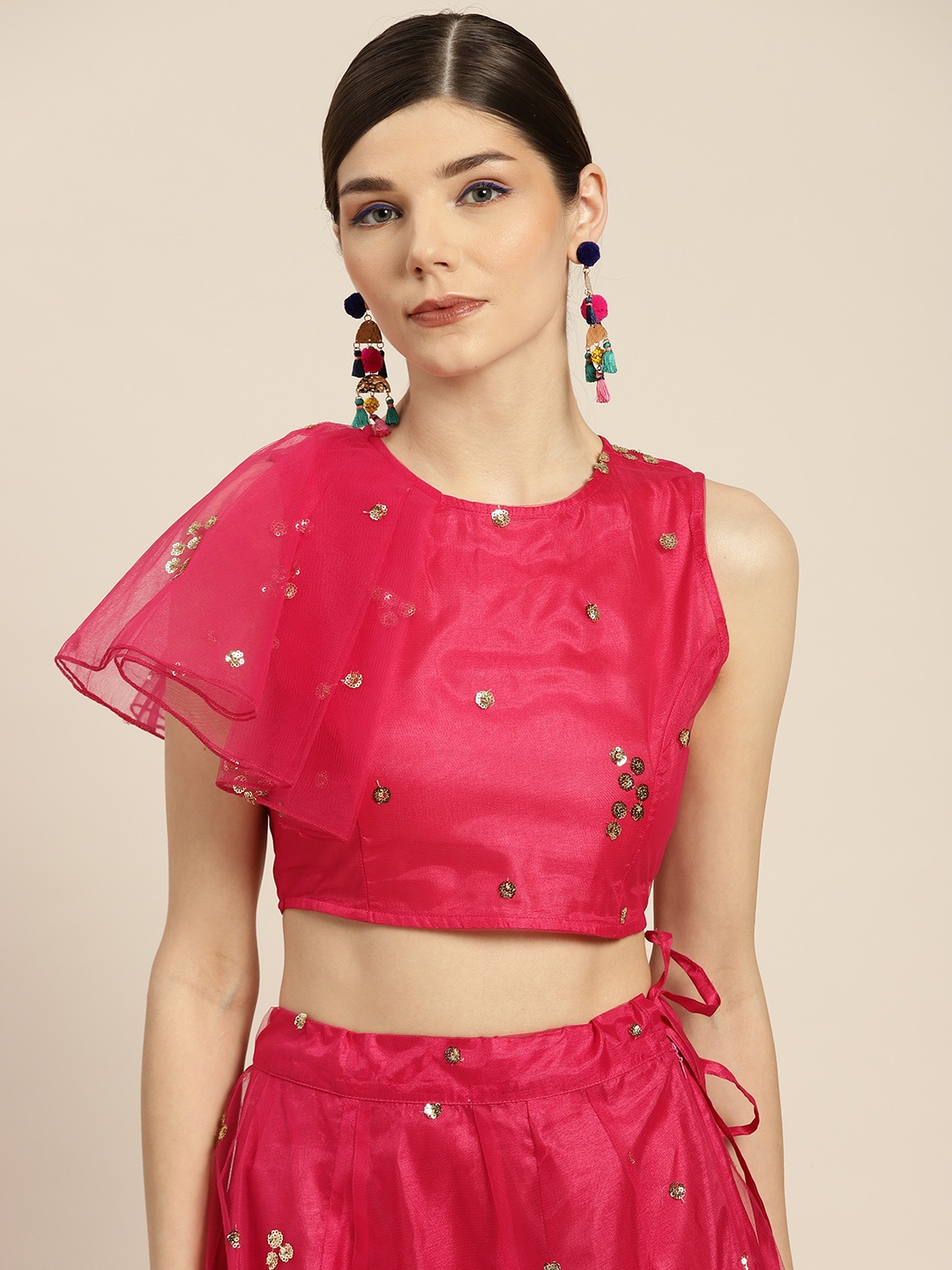 

Shae by SASSAFRAS Fuchsia Embellished Crop Top