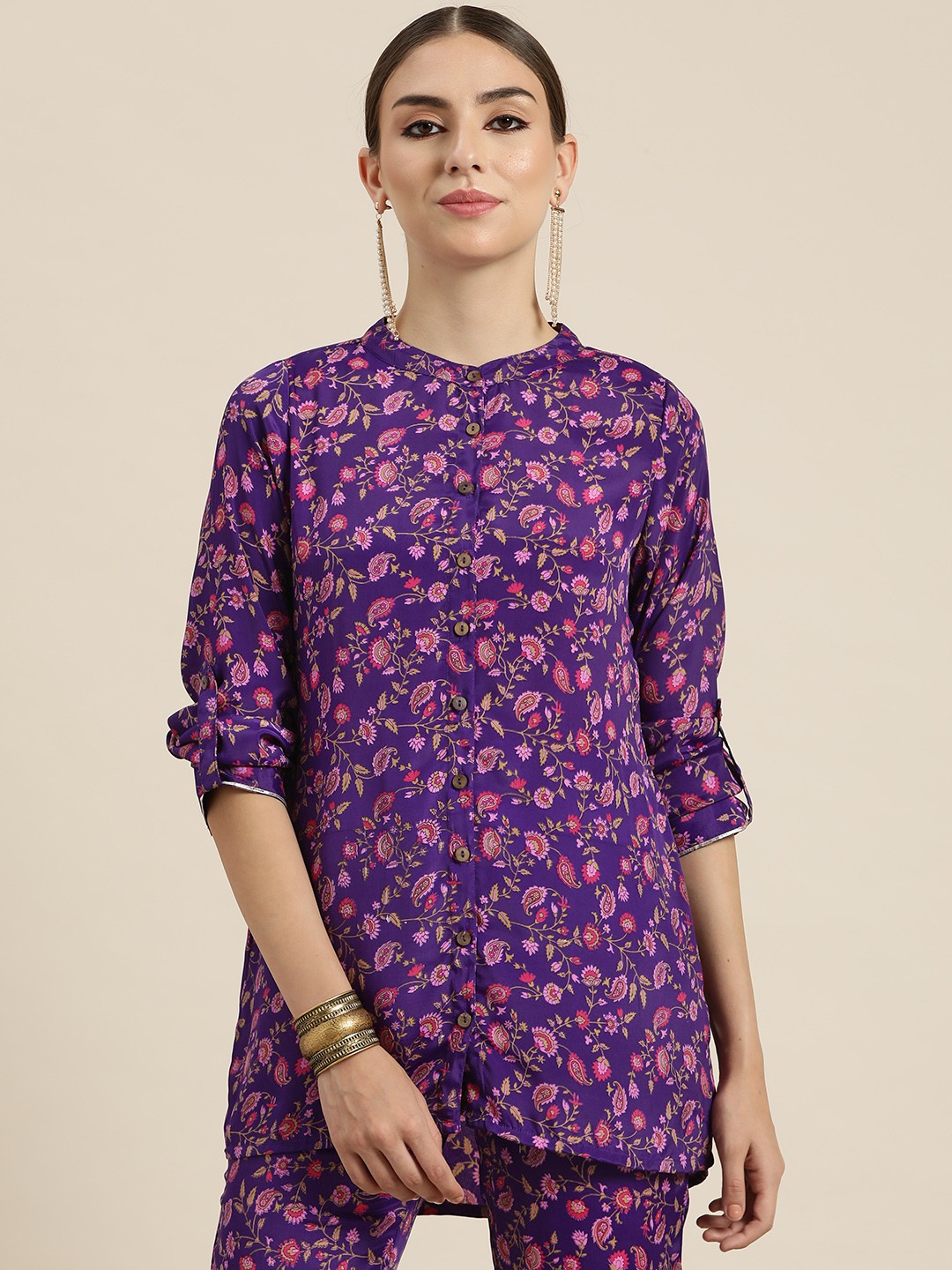 

Shae by SASSAFRAS Women Purple Floral Printed Casual Shirt