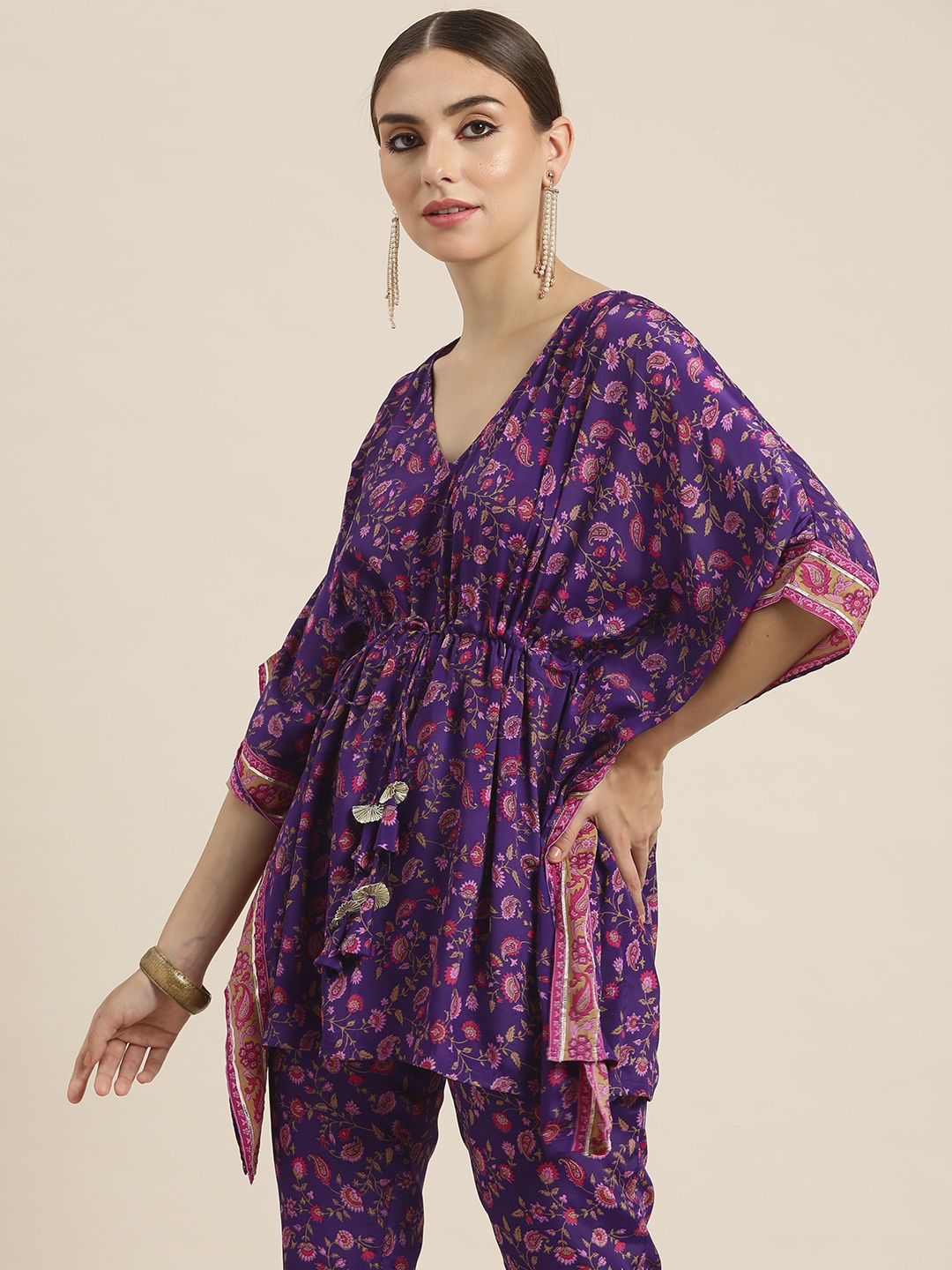 

Shae by SASSAFRAS Purple Floral Print Kaftan Top