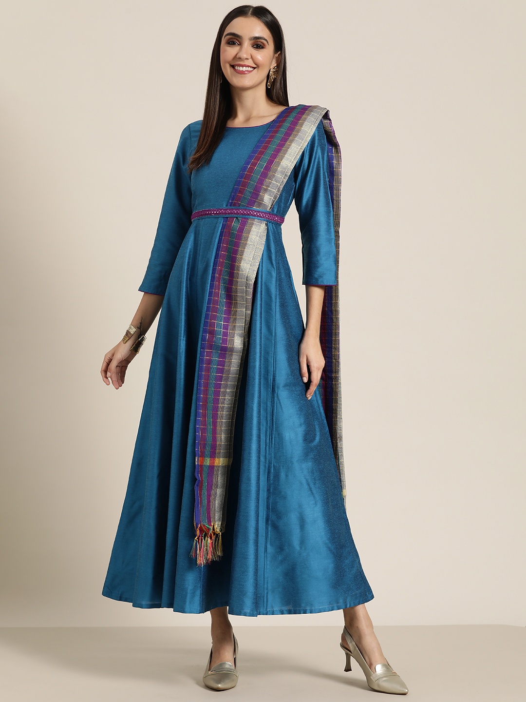 

Shae by SASSAFRAS Blue & Purple Ethnic A-Line Maxi Dress