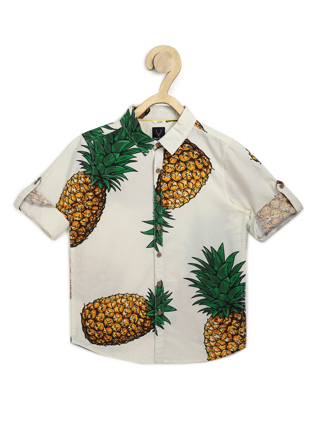 

Allen Solly Junior Boys White Graphic Printed Slim Fit Cotton Casual Shirt