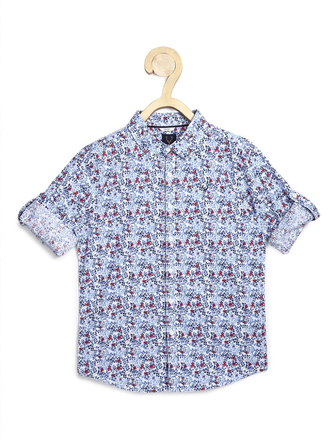 

Allen Solly Junior Boys Blue Slim Fit Pure Cotton Floral Printed Casual Shirt