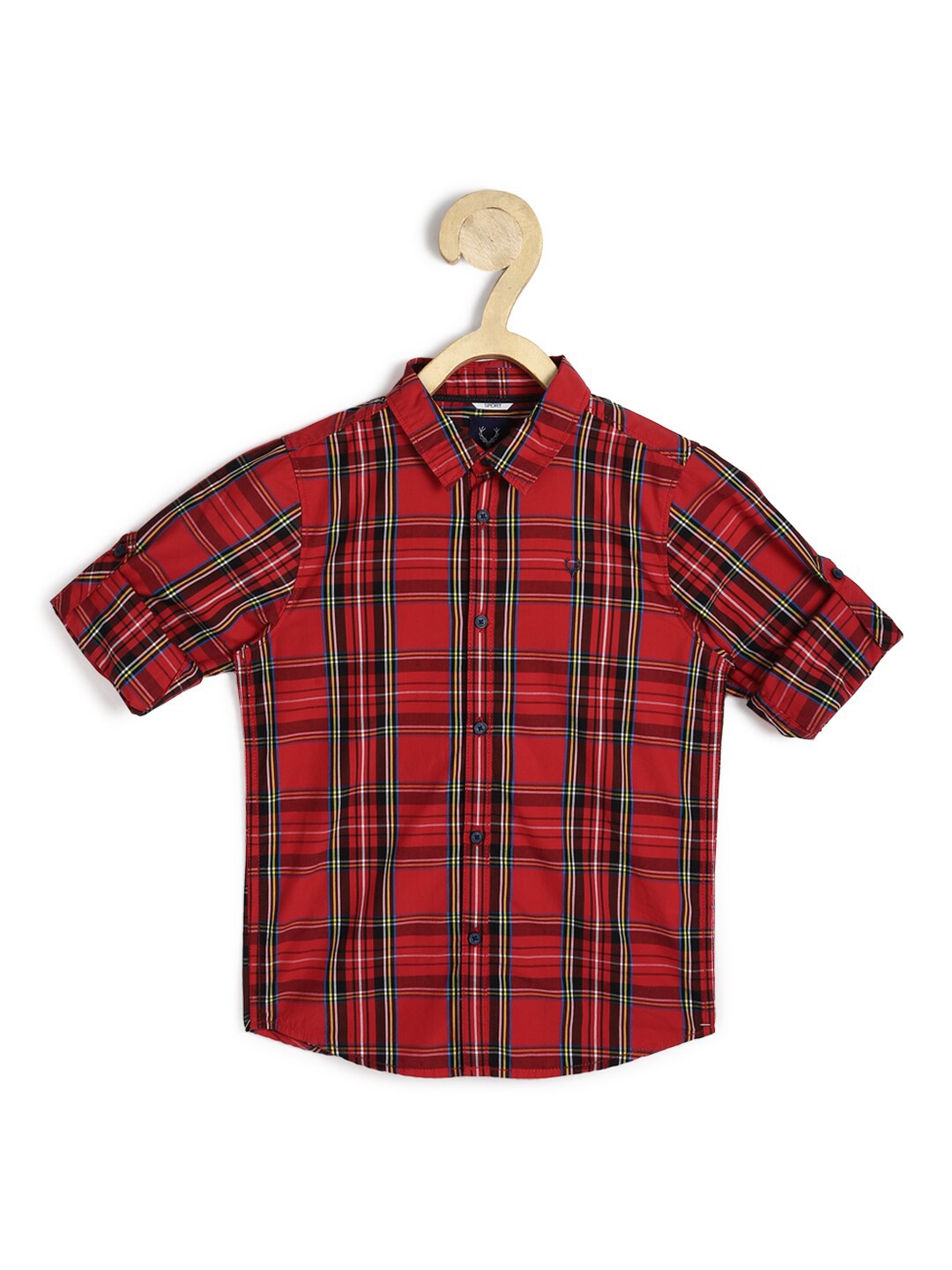 

Allen Solly Junior Boys Red Slim Fit Tartan Checked Cotton Casual Shirt