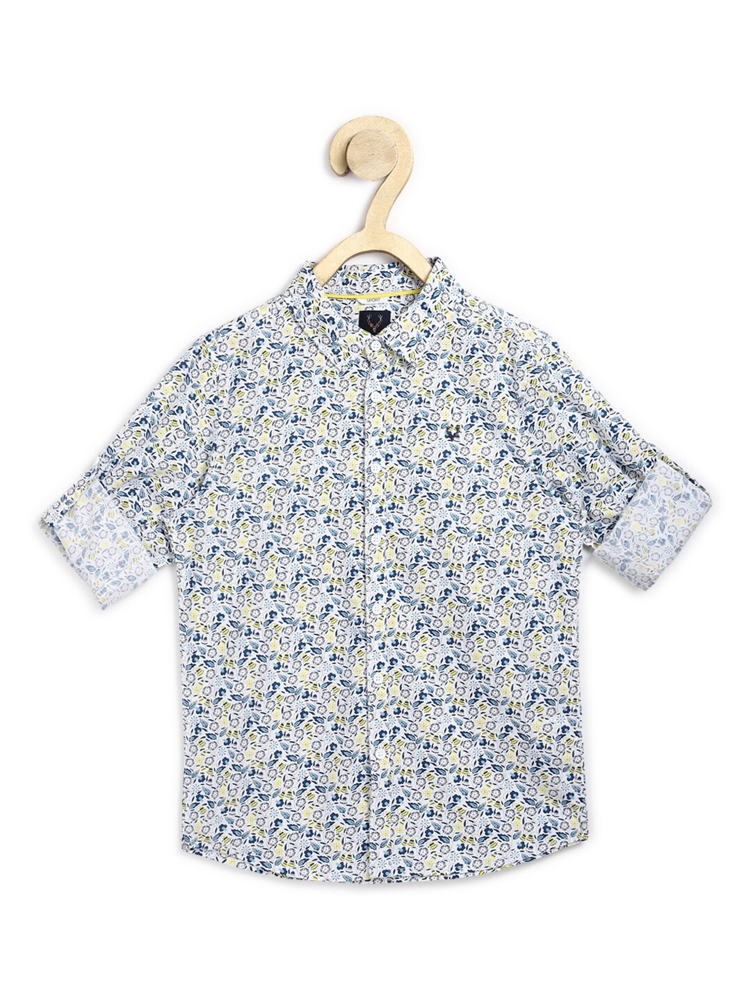 

Allen Solly Junior Boys Blue Slim Fit Printed Pure Cotton Casual Shirt