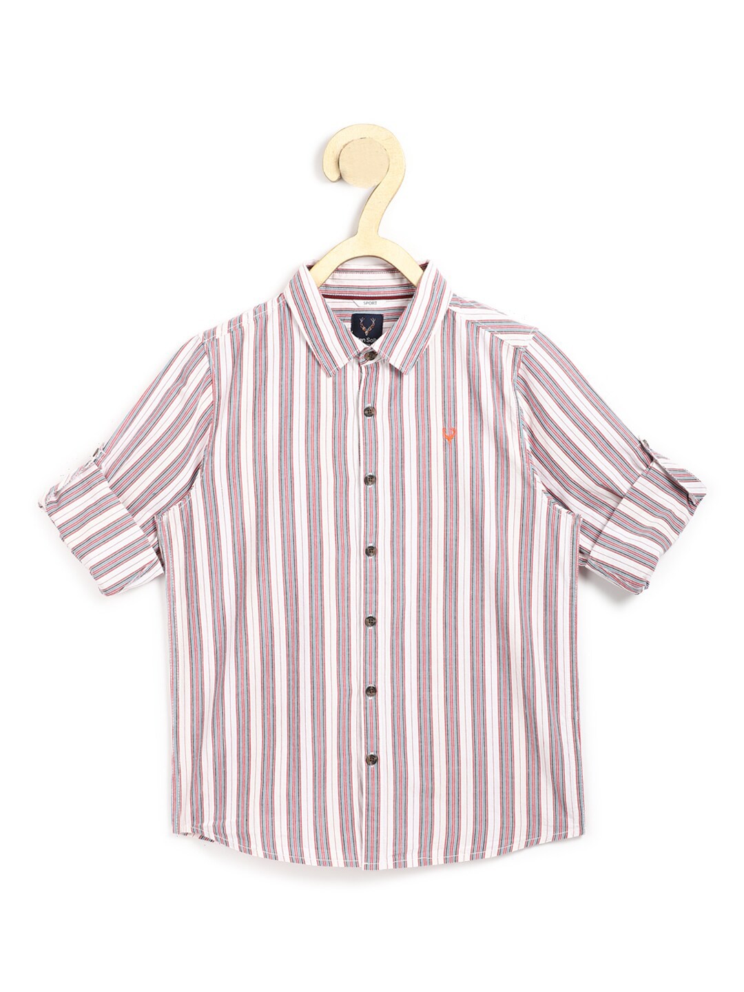 

Allen Solly Junior Boys Beige Striped Slim Fit Cotton Casual Shirt