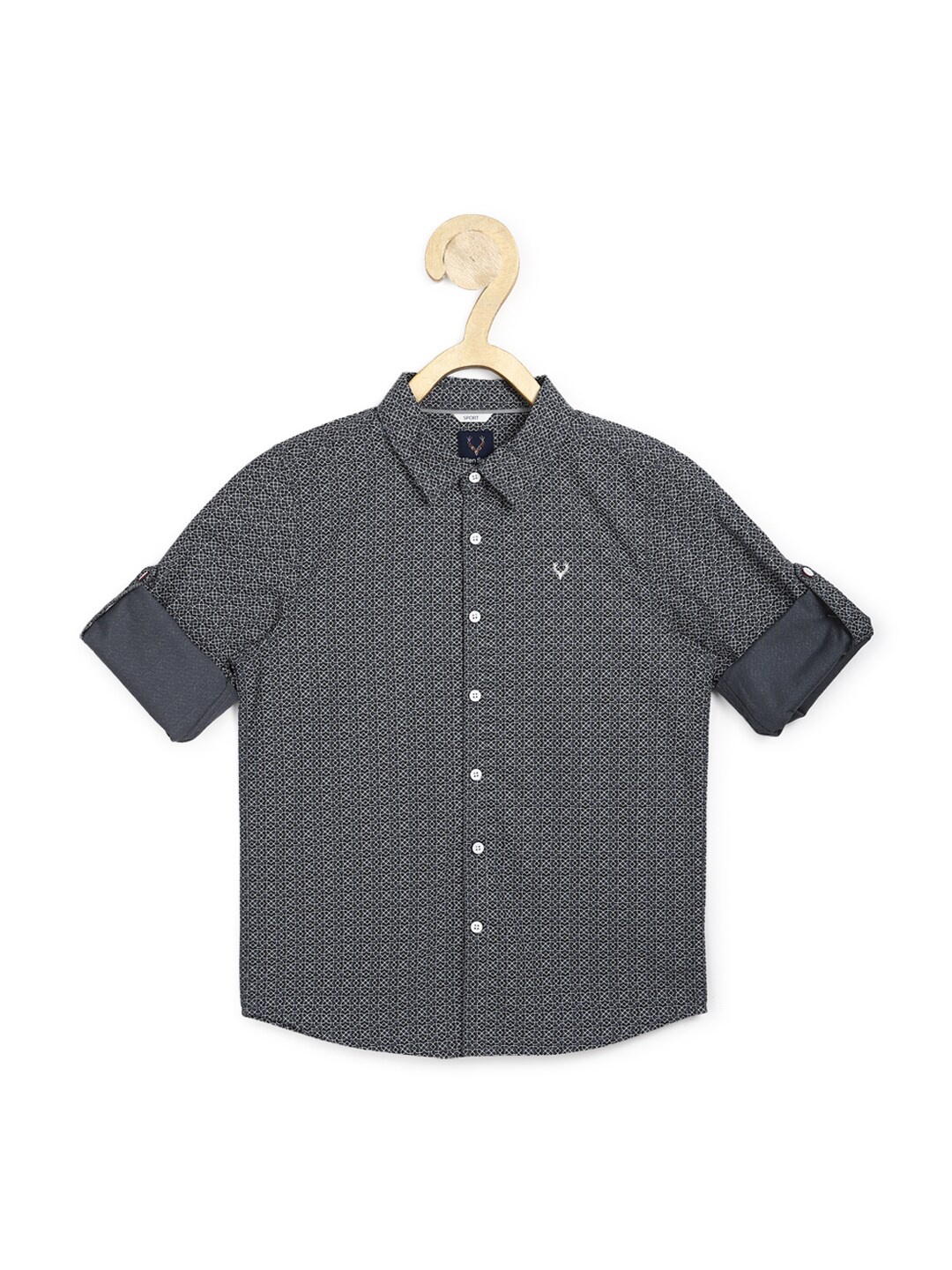 

Allen Solly Junior Boys Grey Slim Fit Pure Cotton Printed Casual Shirt