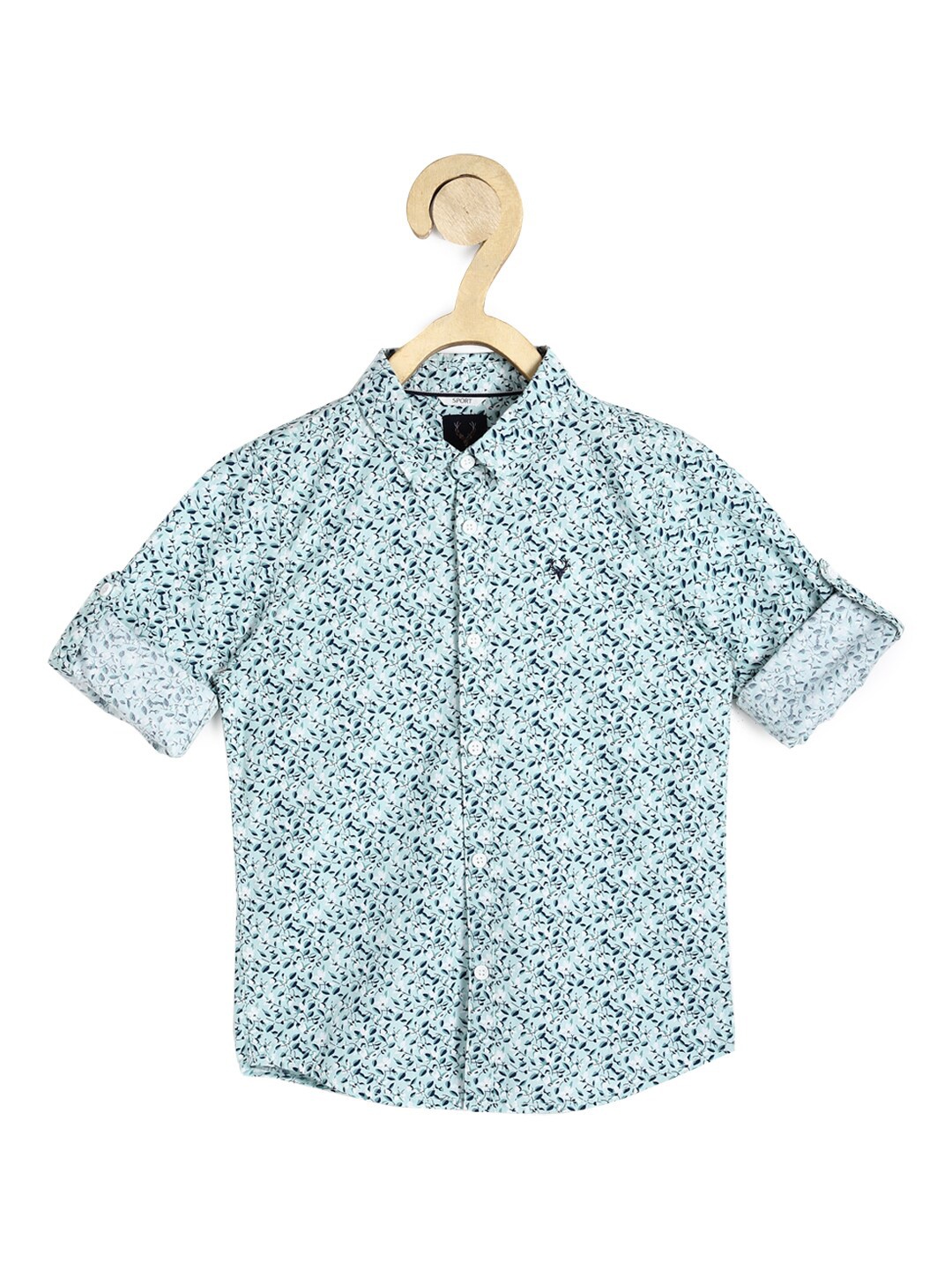 

Allen Solly Junior Boys Blue & White Slim Fit Printed Cotton Casual Shirt