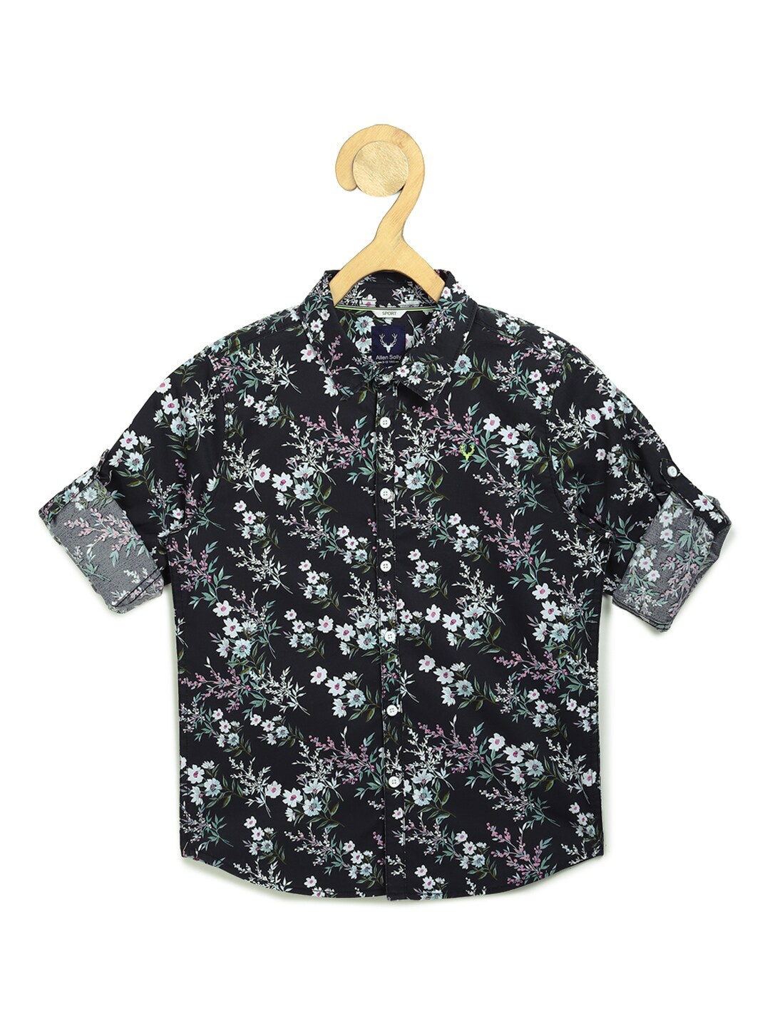 

Allen Solly Junior Boys Black Slim Fit Floral Printed Casual Shirt