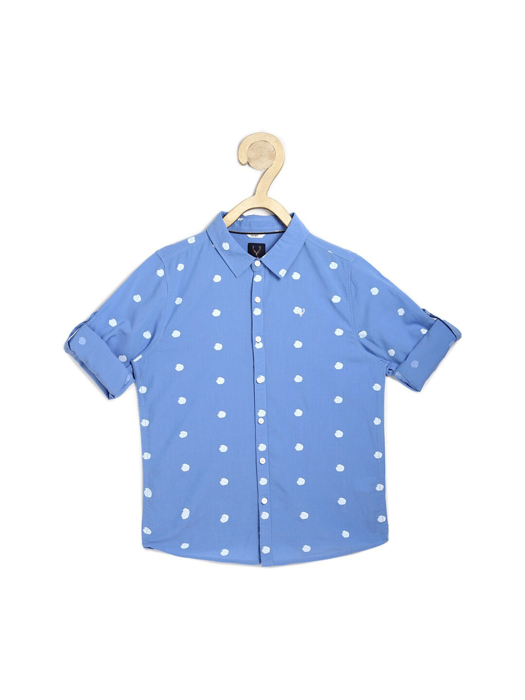 

Allen Solly Junior Boys Blue Slim Fit Printed Pure Cotton Casual Shirt