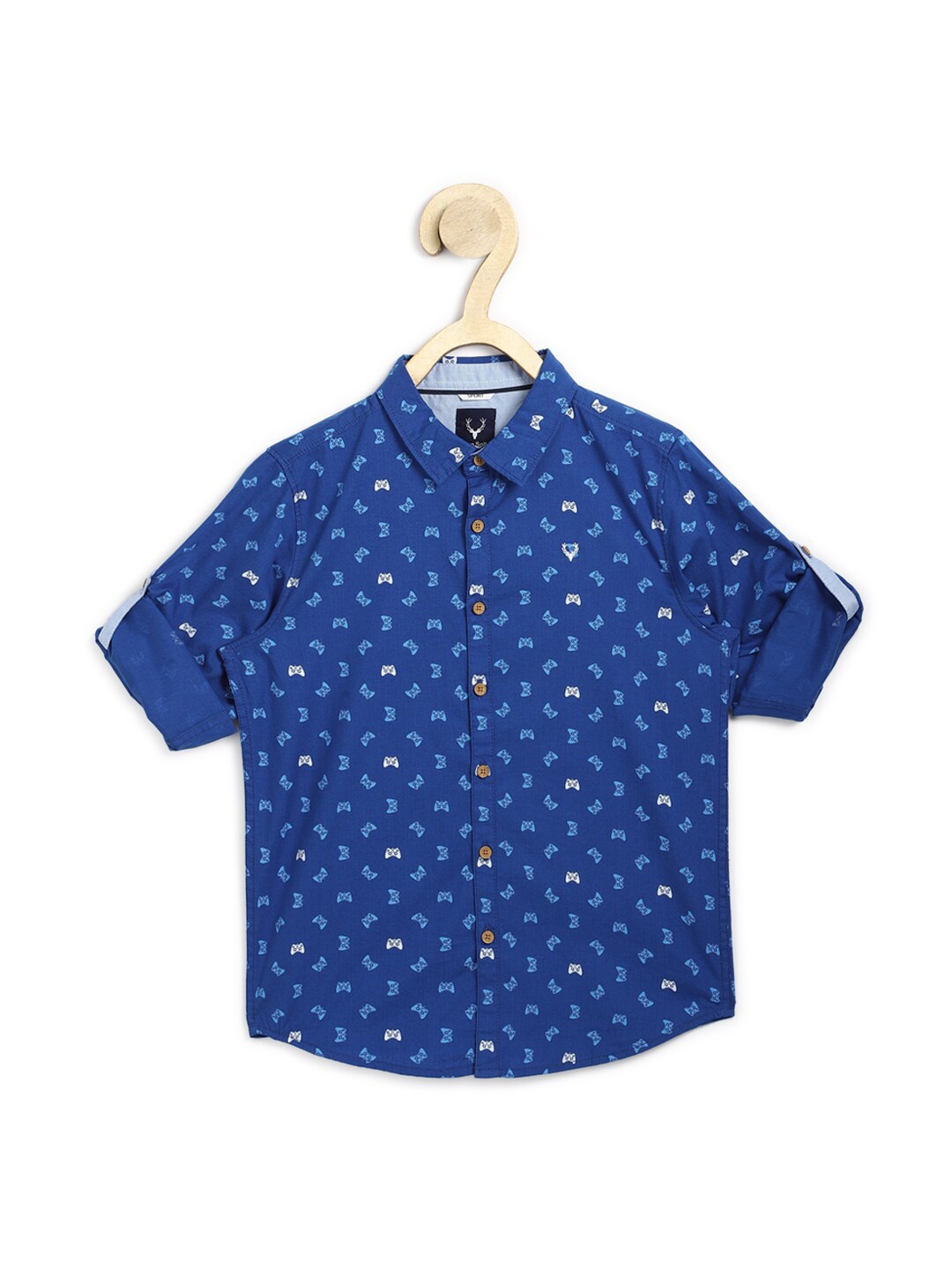 

Allen Solly Junior Boys Blue Slim Fit Printed Pure Cotton Casual Shirt