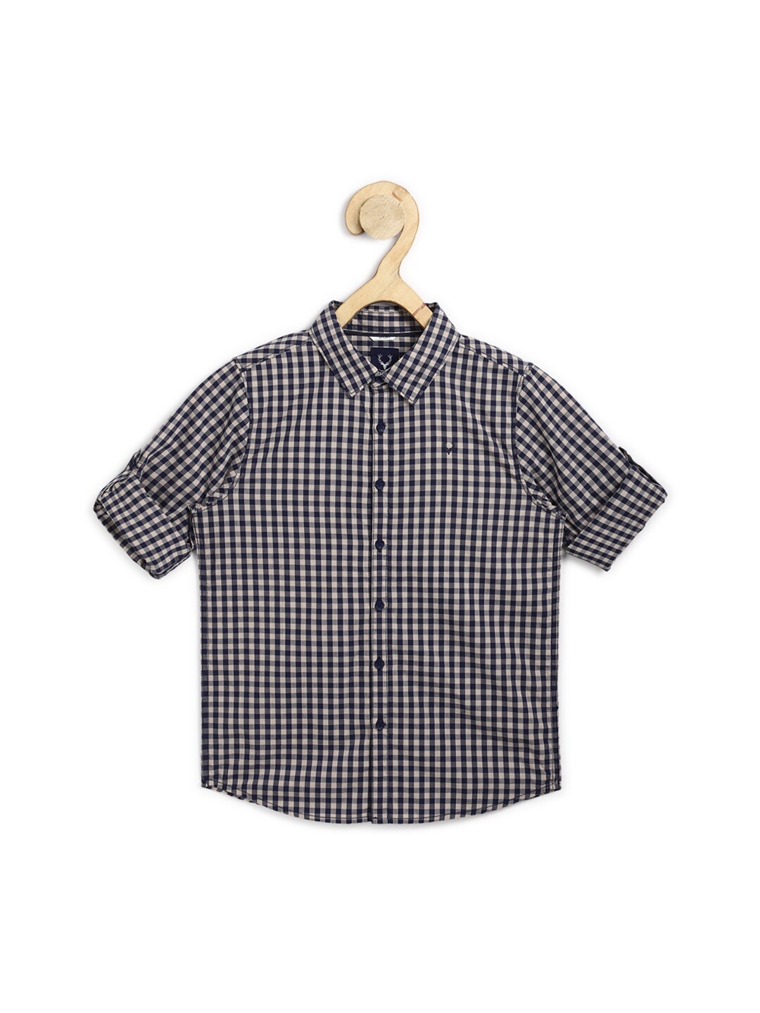 

Allen Solly Junior Boys Grey Slim Fit Checked Pure Cotton Casual Shirt
