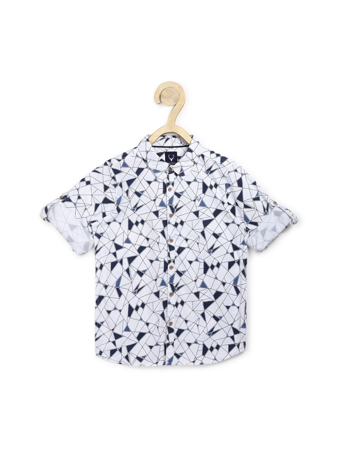 

Allen Solly Junior Boys White Slim Fit Printed Cotton Casual Shirt