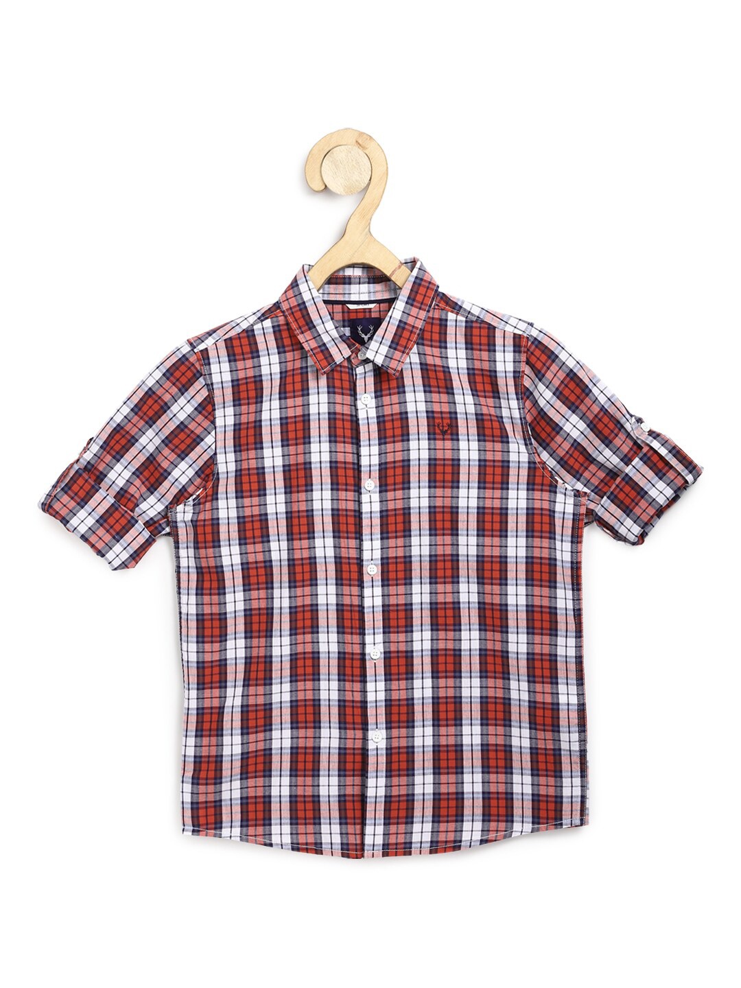 

Allen Solly Junior Boys Maroon Slim Fit Checked Cotton Casual Shirt