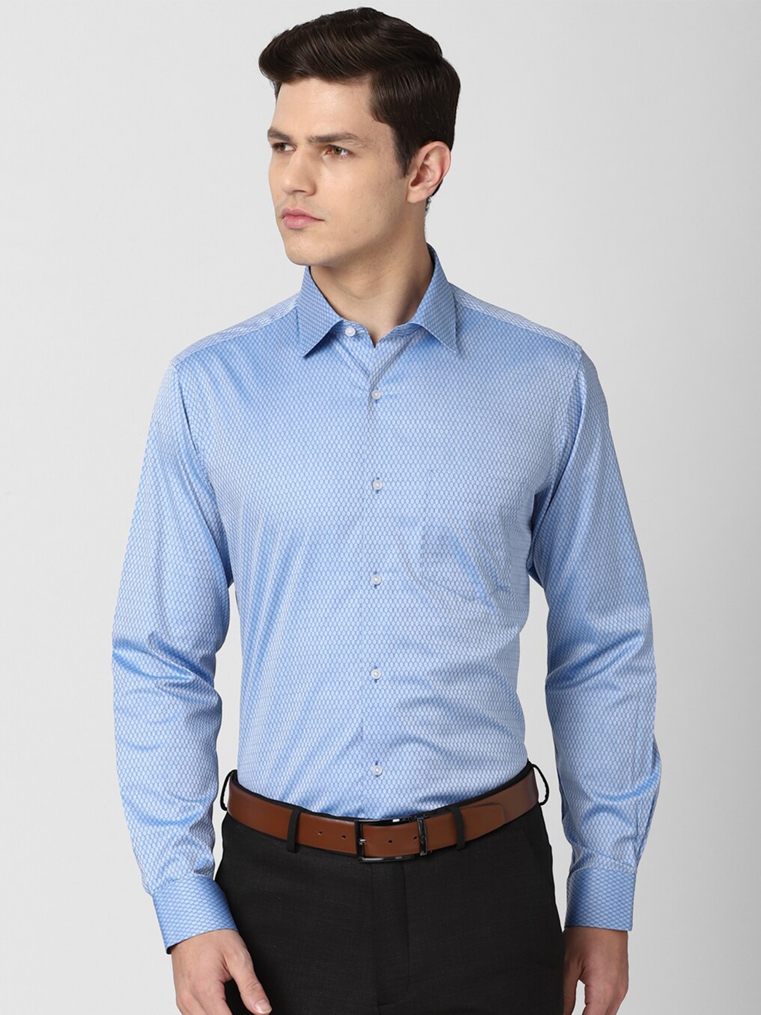 

Van Heusen Men Blue Printed Pure Cotton Formal Shirt