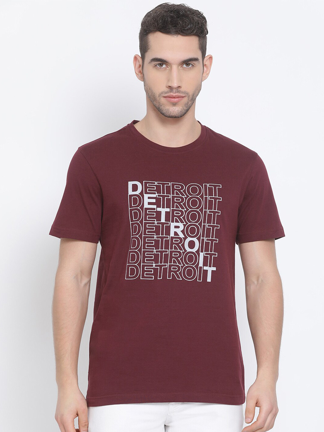 

Club York Men Maroon Typography Printed T-shirt