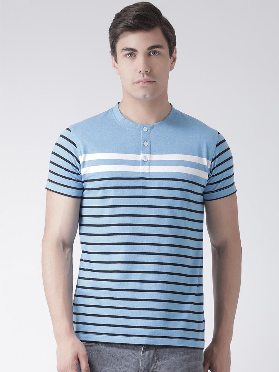 

Club York Men Blue Striped T-shirt