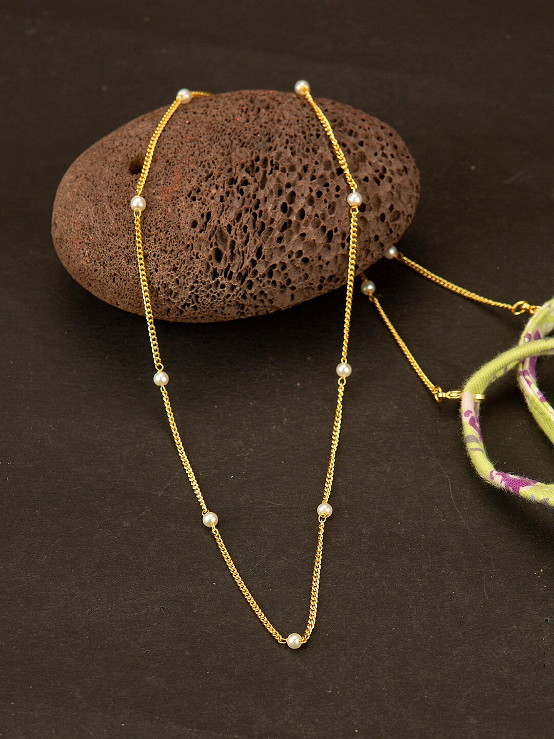 

Voylla Gold-Toned Brass Gold-Plated Enamelled Face Mask Chain