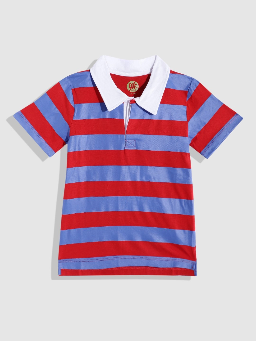 

YK Boys Striped Polo Collar Pure Cotton T-shirt, Blue