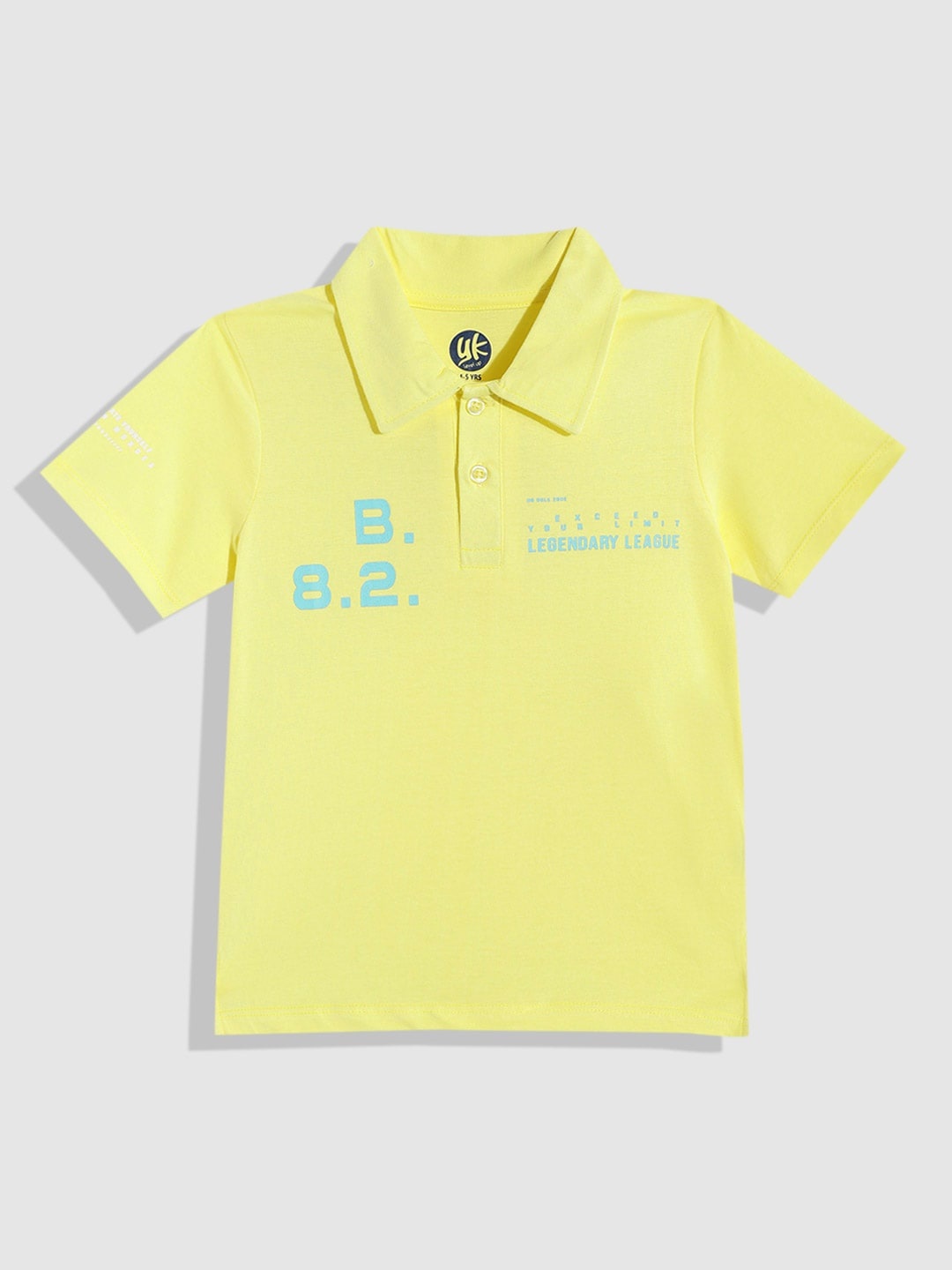 

YK Boys Typography Printed Polo Collar Pure Cotton T-shirt, Yellow