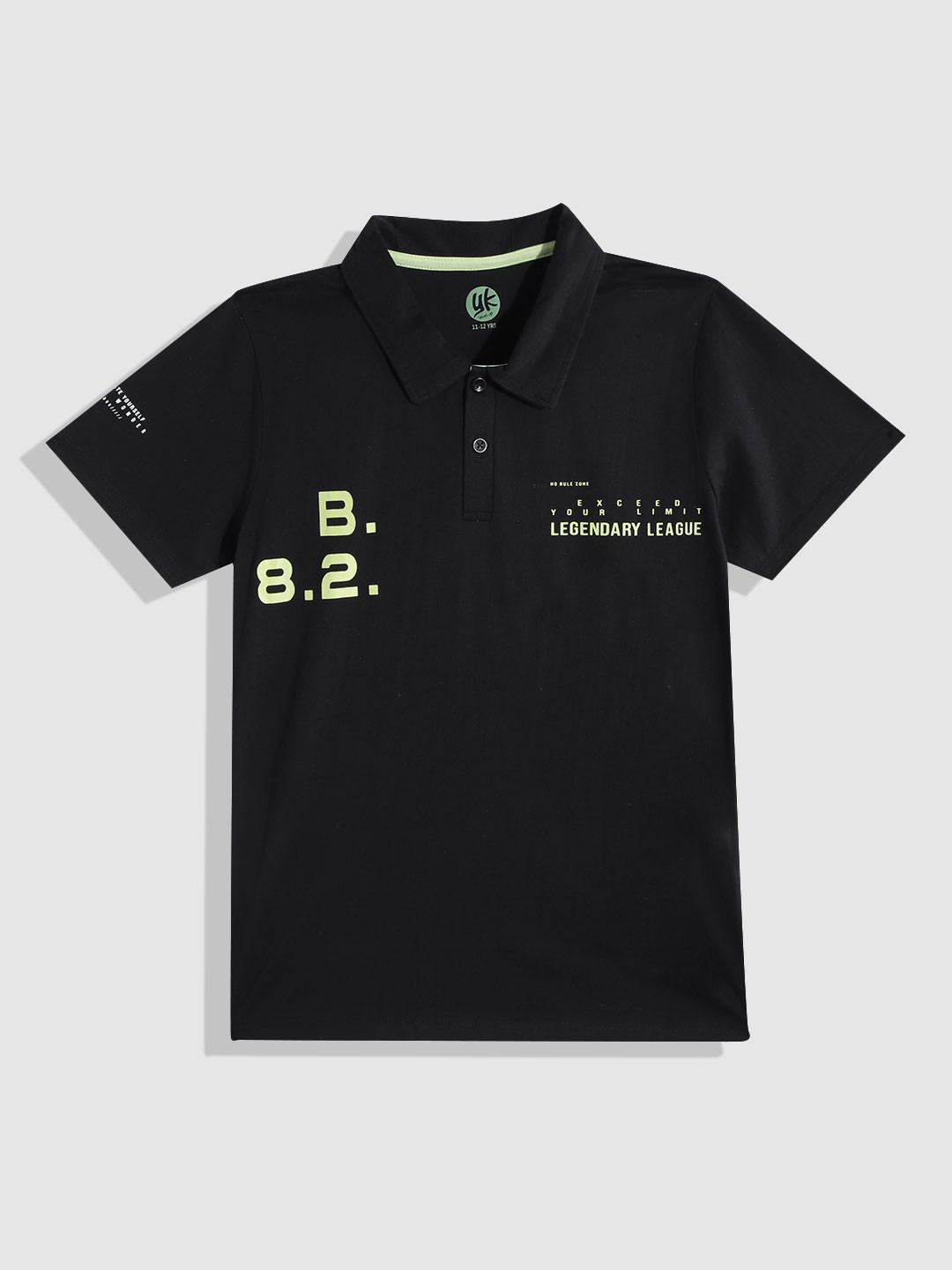 

YK Boys Printed Polo Collar Pure Cotton T-shirt, Black