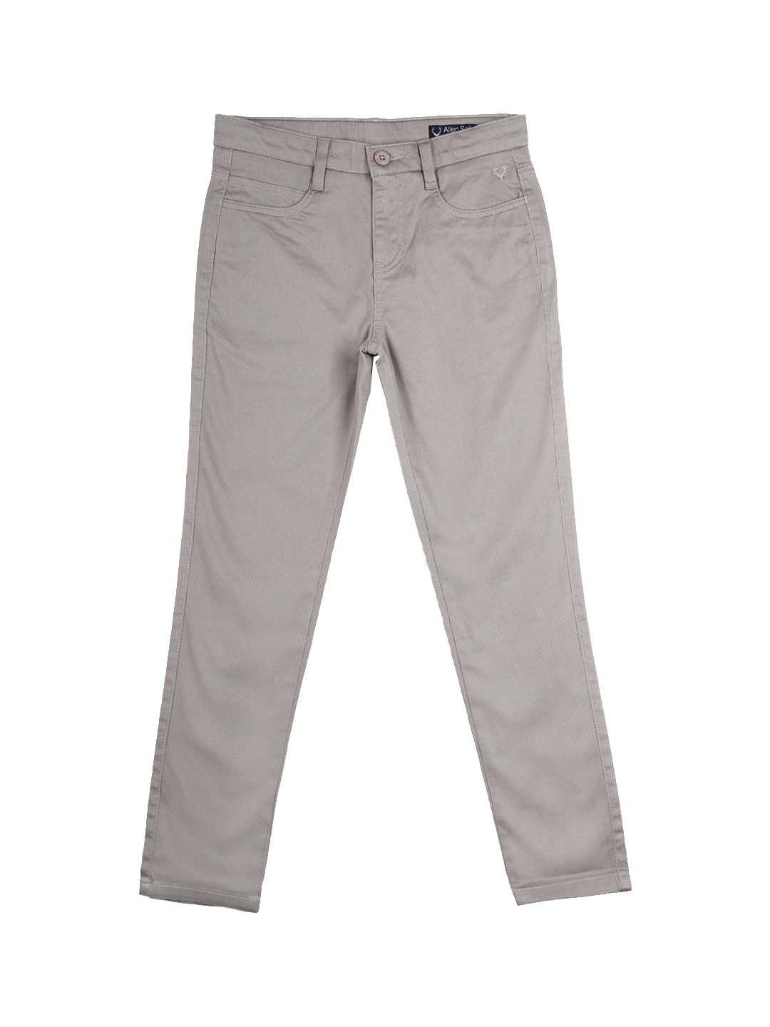 

Allen Solly Junior Boys Grey Checked Slim Fit Chinos Trousers