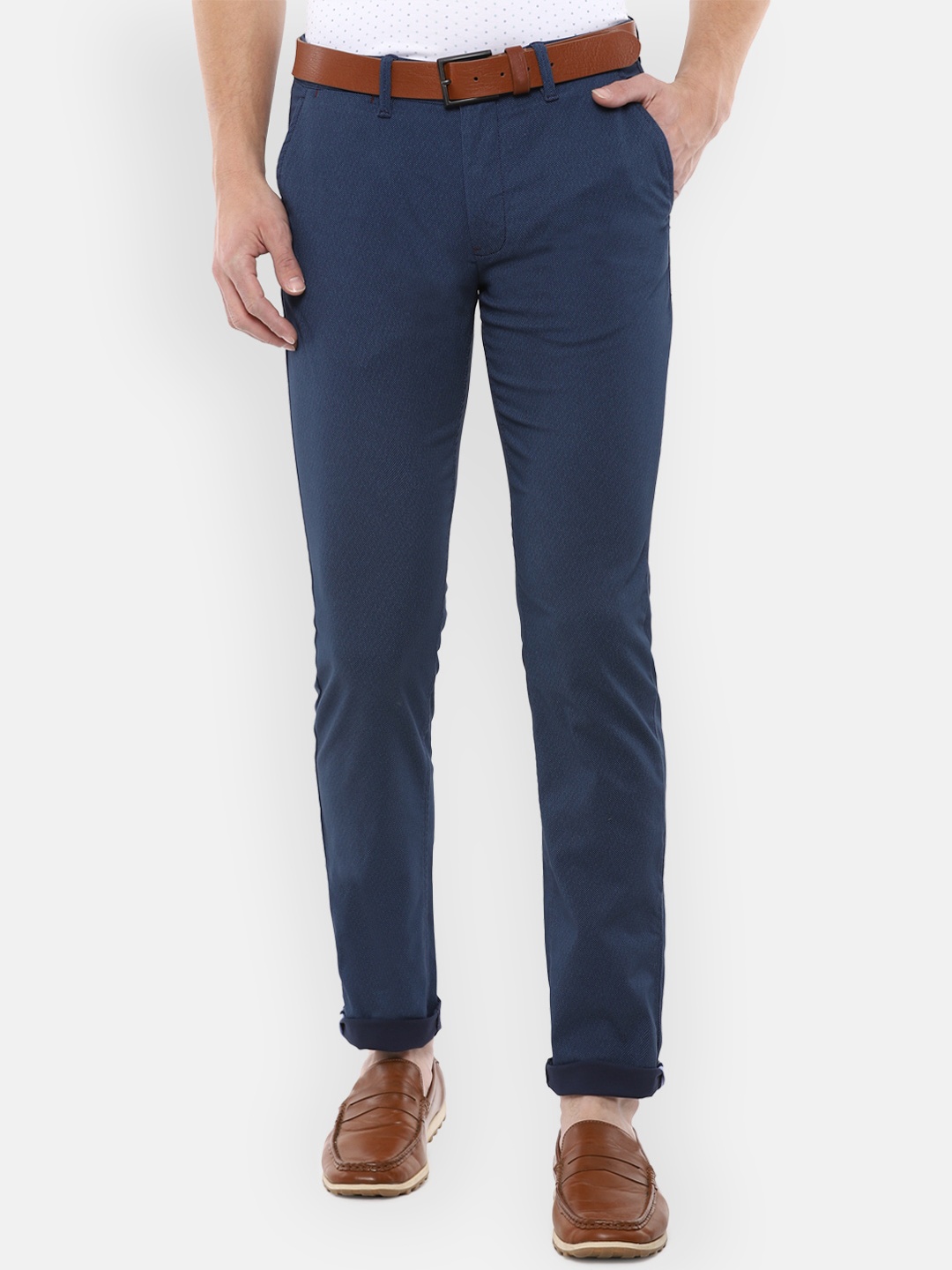 

Louis Philippe Sport Men Blue Textured Slim Fit Chinos Trousers