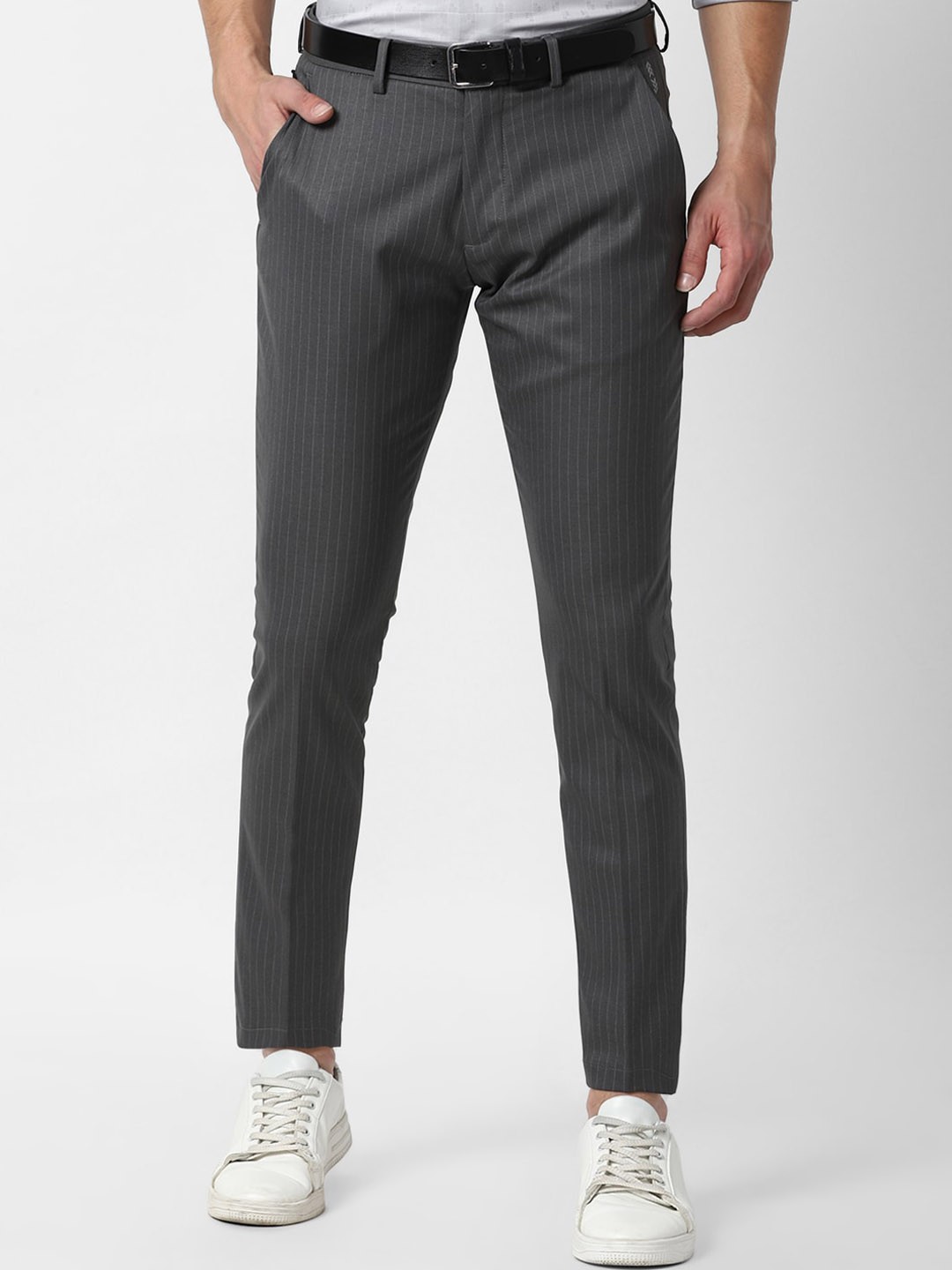 

Louis Philippe Sport Men Charcoal Striped Slim Fit Trousers