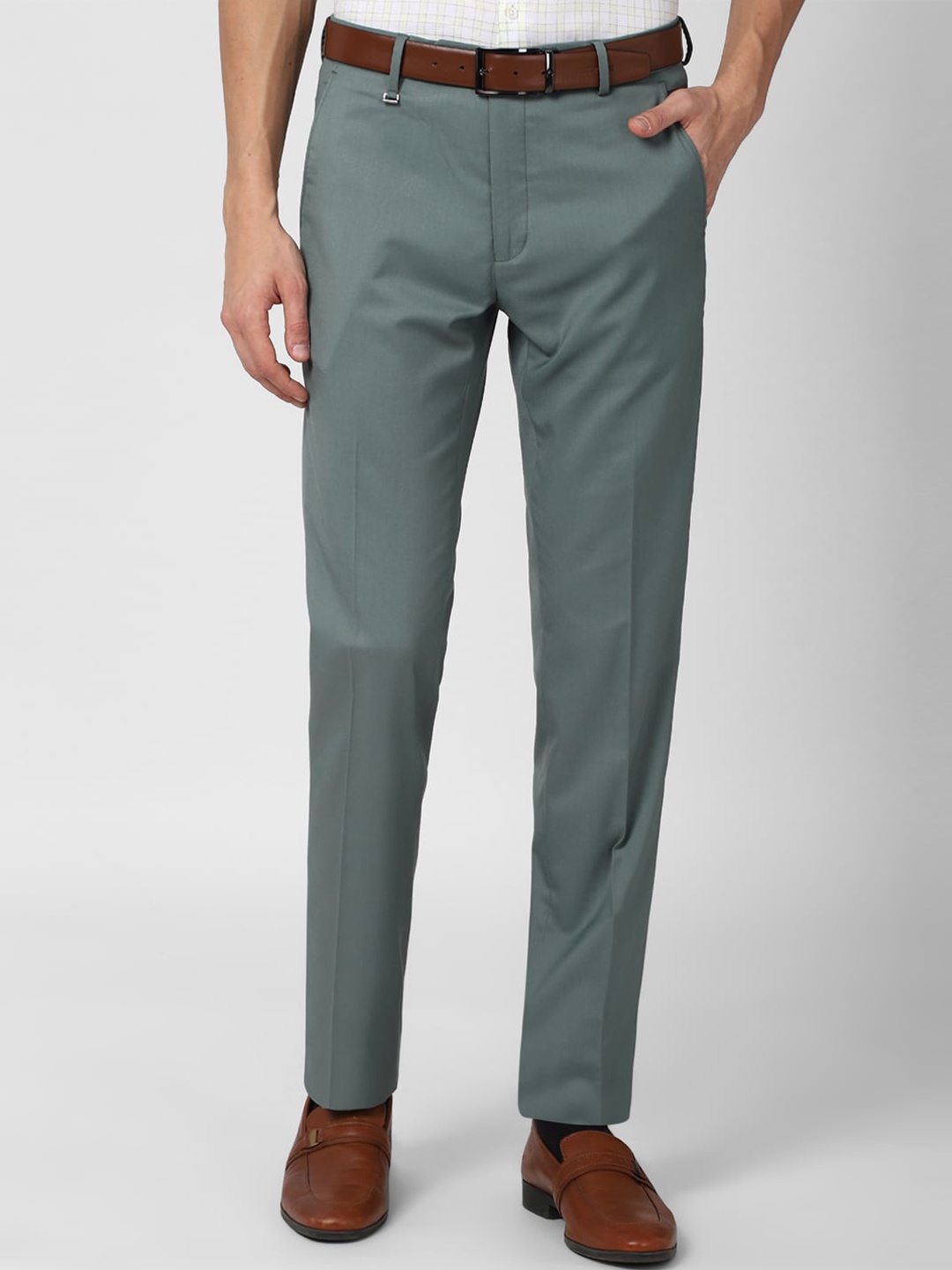 

Van Heusen Men Green Slim Fit Formal Trousers