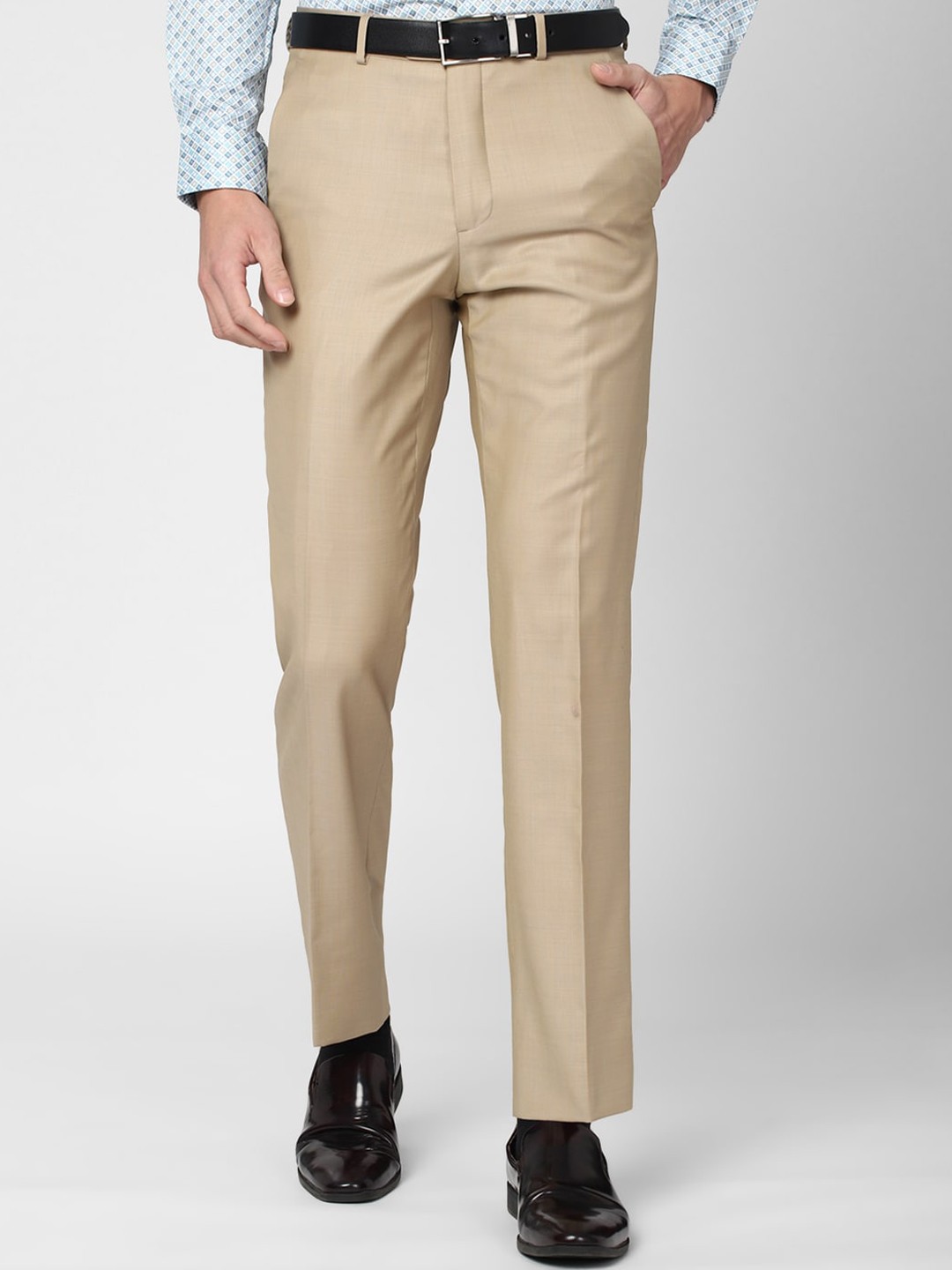 

Van Heusen Men Khaki Mid-Rise Formal Trousers