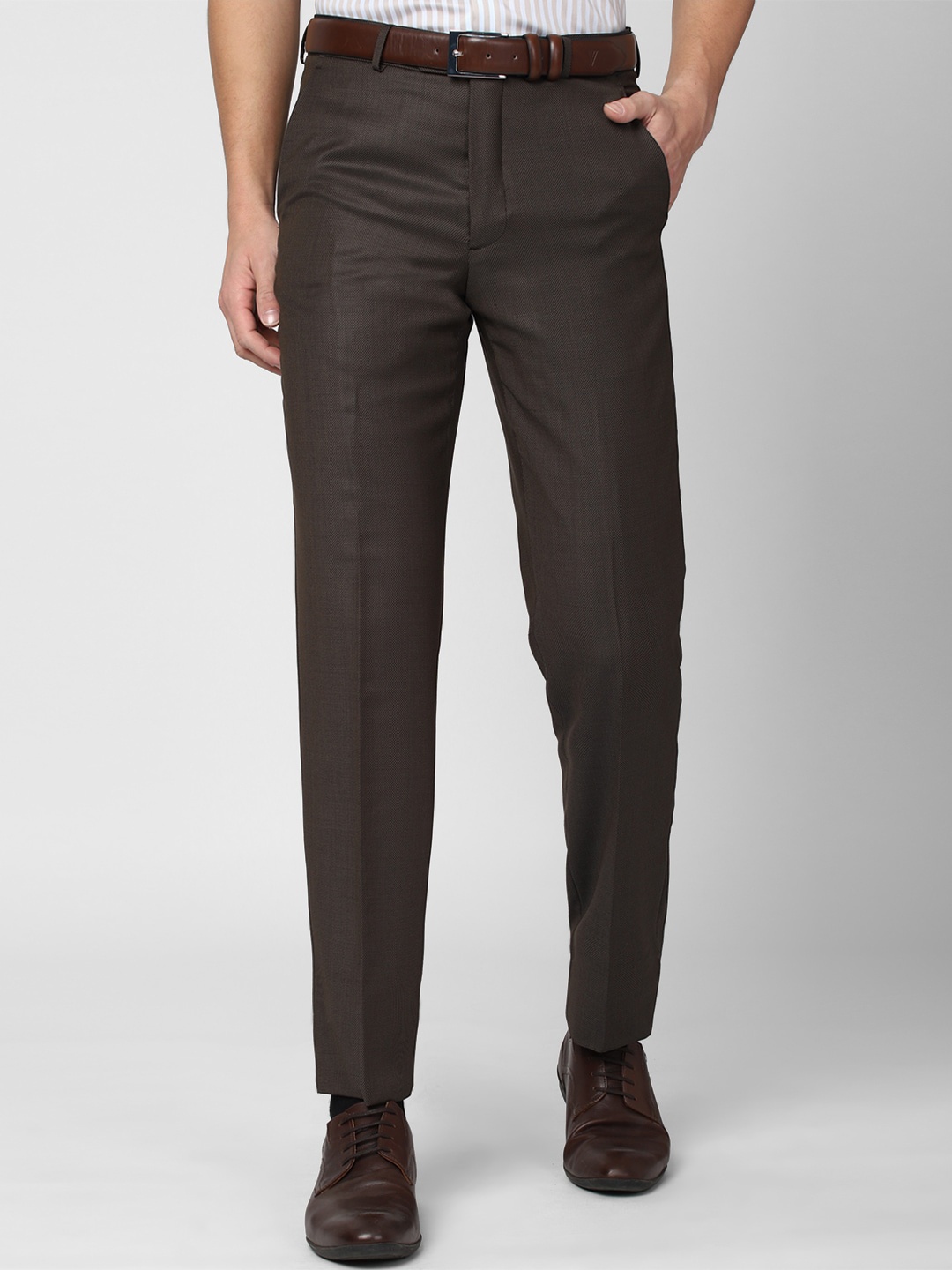 

Van Heusen Men Grey Pure Wool Trousers