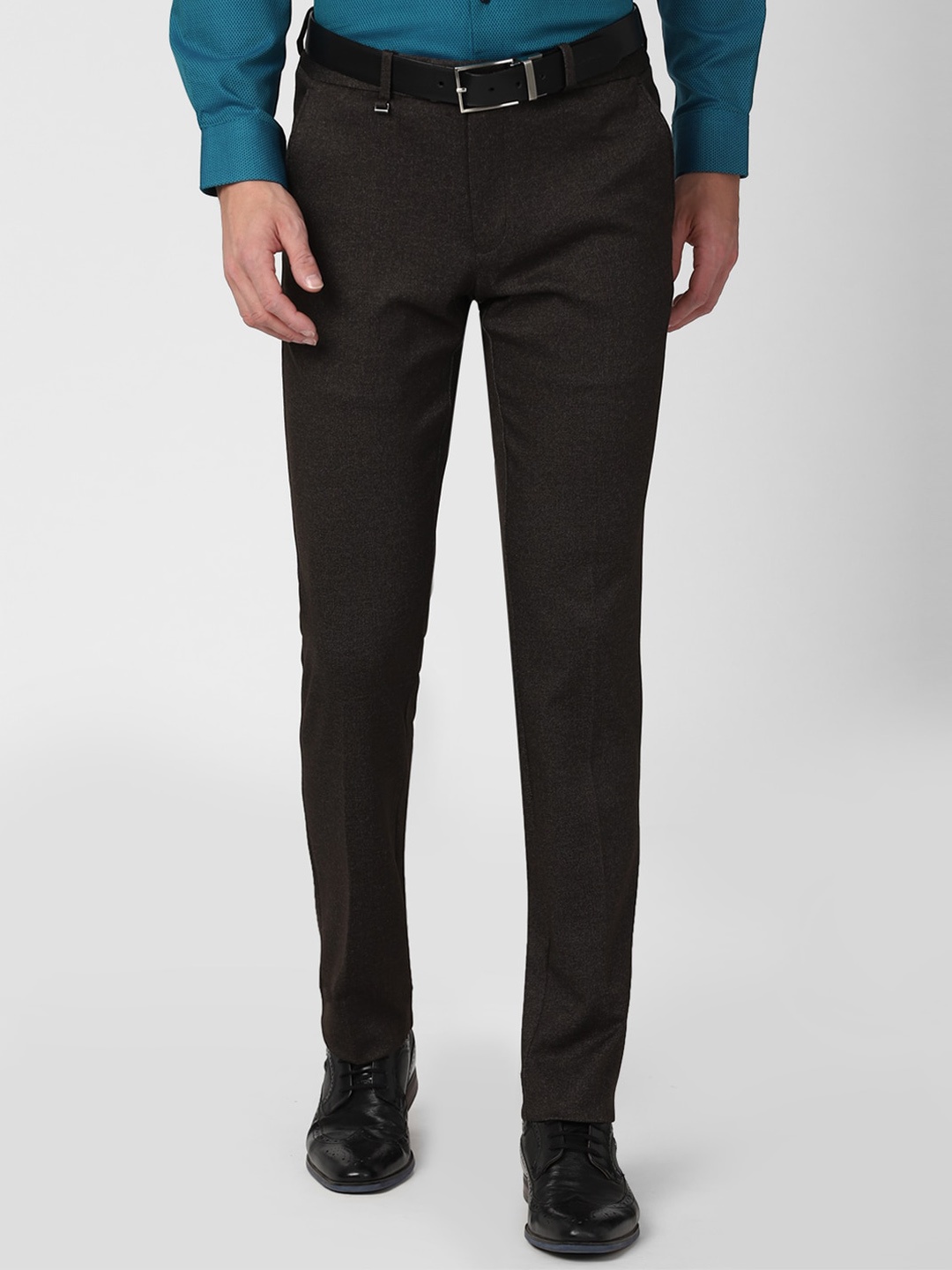 

Van Heusen Men Black Textured Slim Fit Trousers