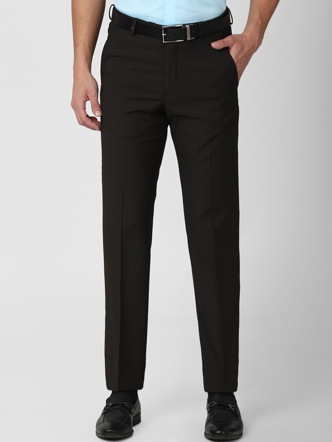 

Van Heusen Men Black Checked Trousers