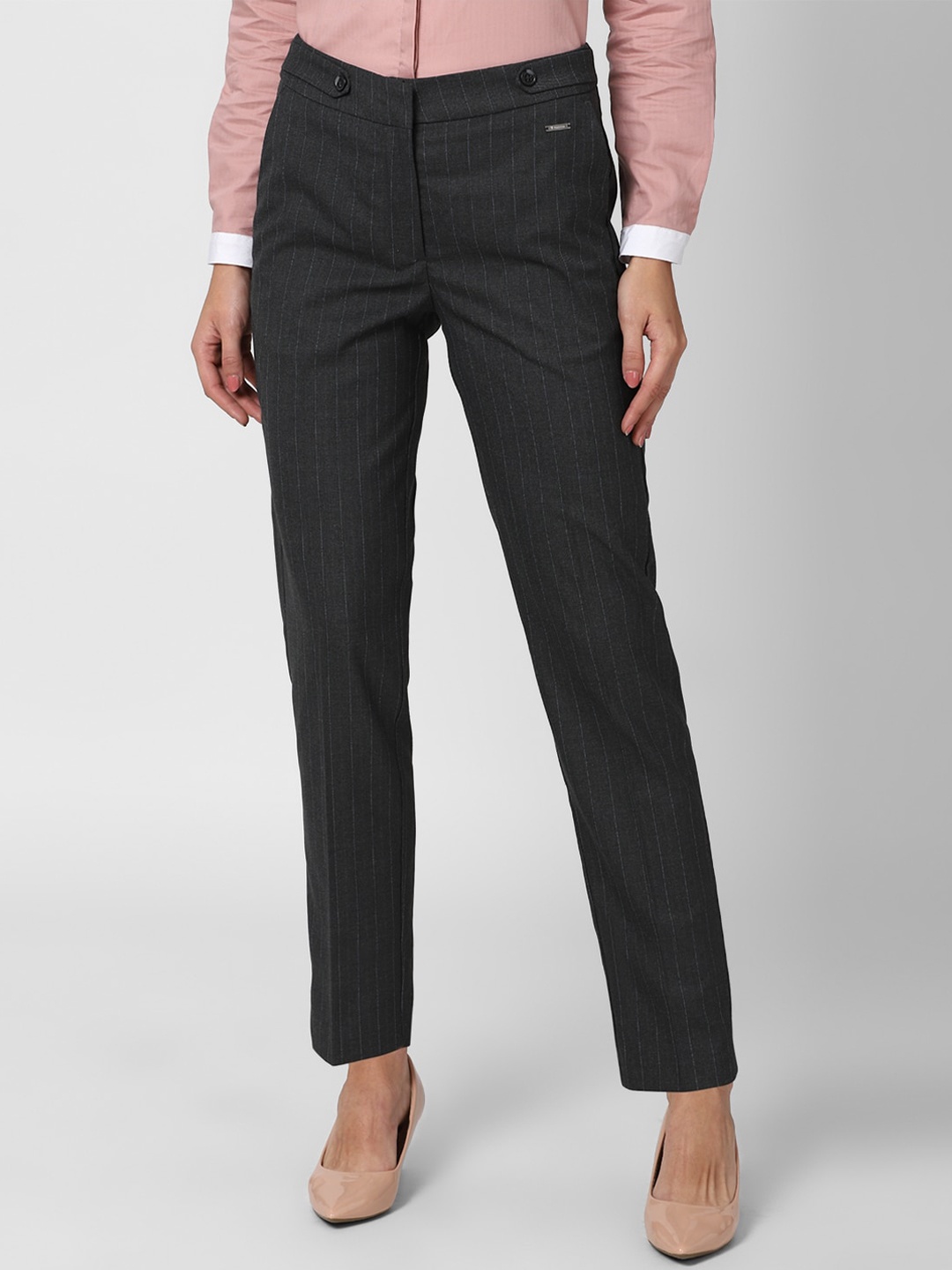 

Van Heusen Woman Women Black Striped Trousers