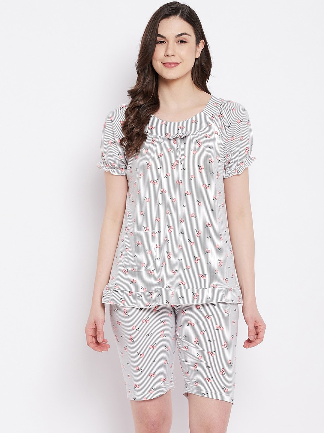 

Camey Women Grey Printed Night Suit