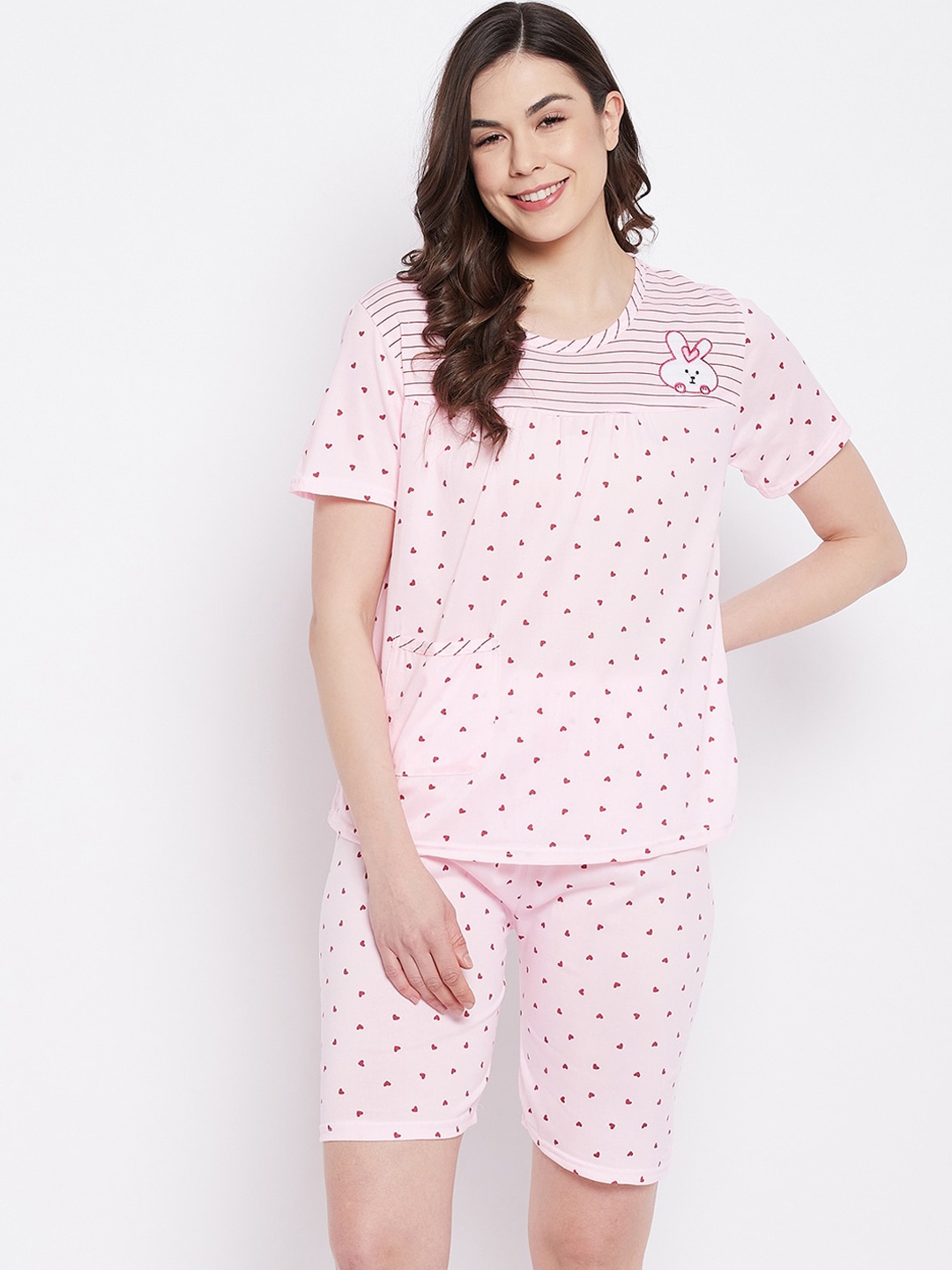 

Camey Women Pink Printed Night suit